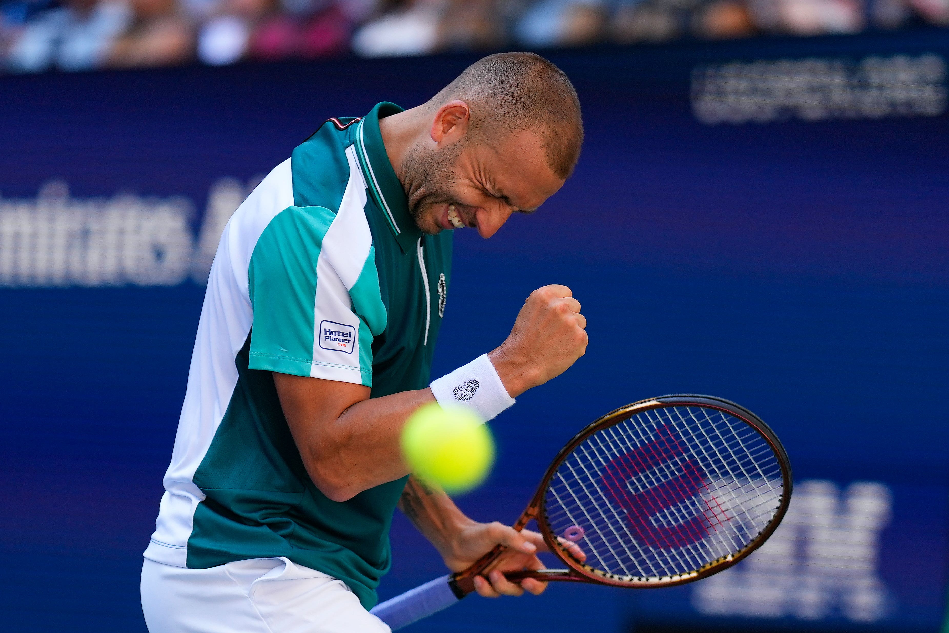 Dan Evans took Carlos Alcaraz to four sets (Manu Fernandez/AP)