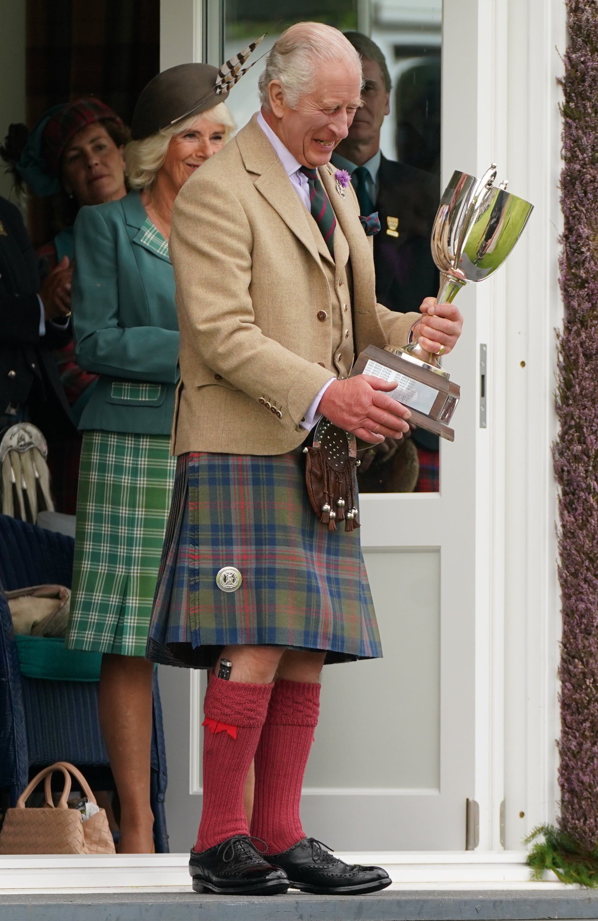 King Charles donning his new tartan