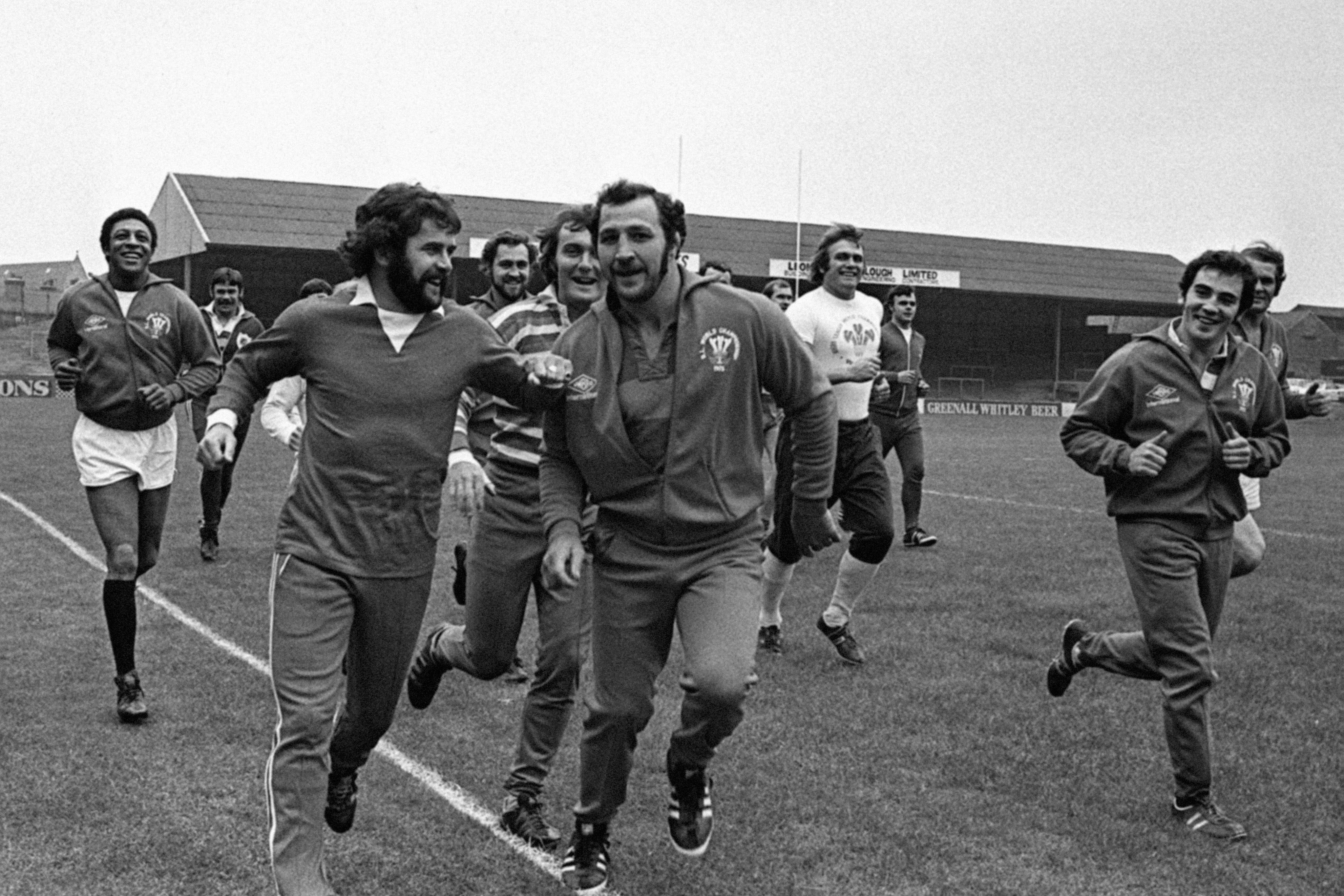 Wales rugby league captain David Watkins in training with his team-mates (PA)