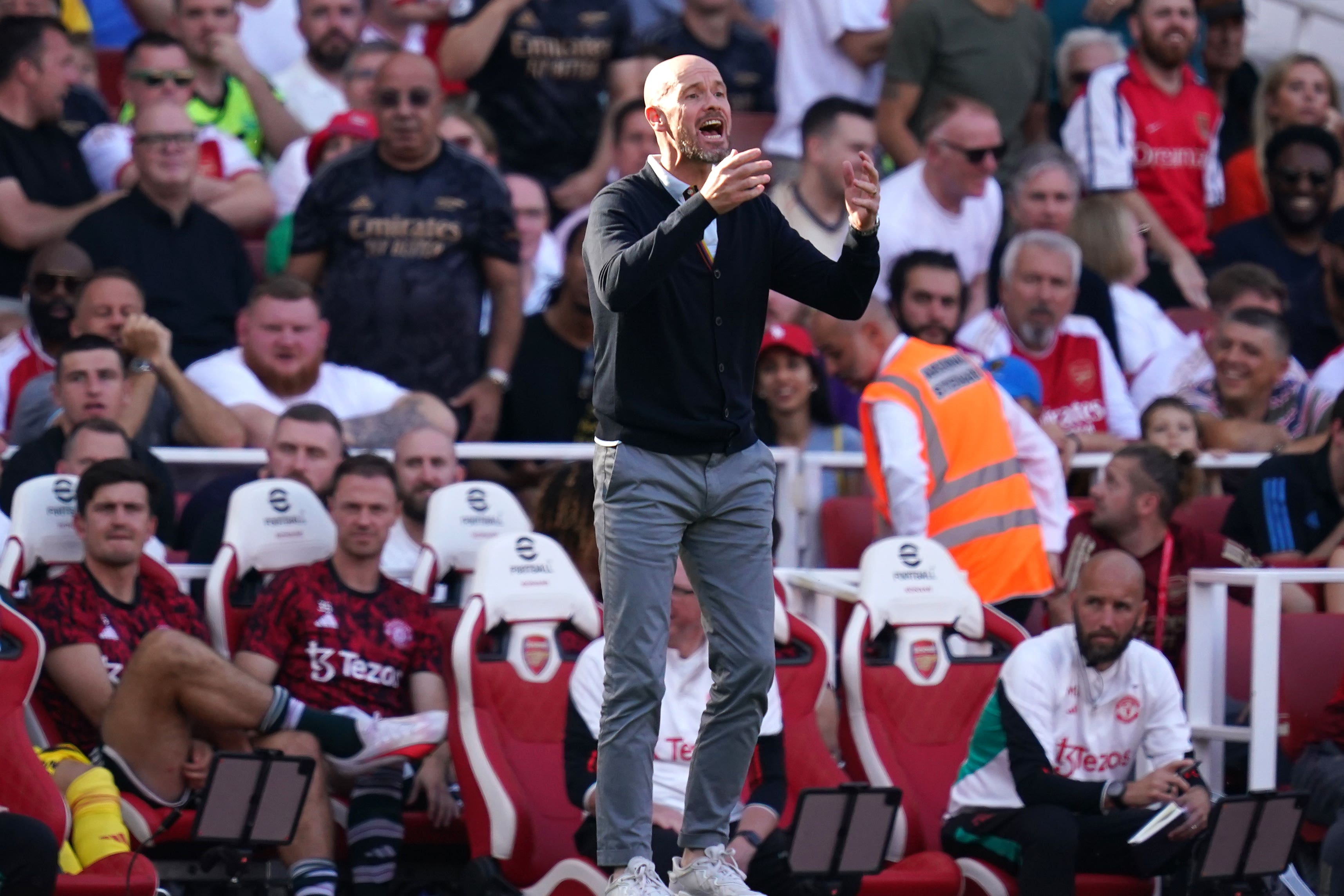 Manchester United manager Erik ten Hag was frustrated after the loss at Arsenal (John Walton/PA)