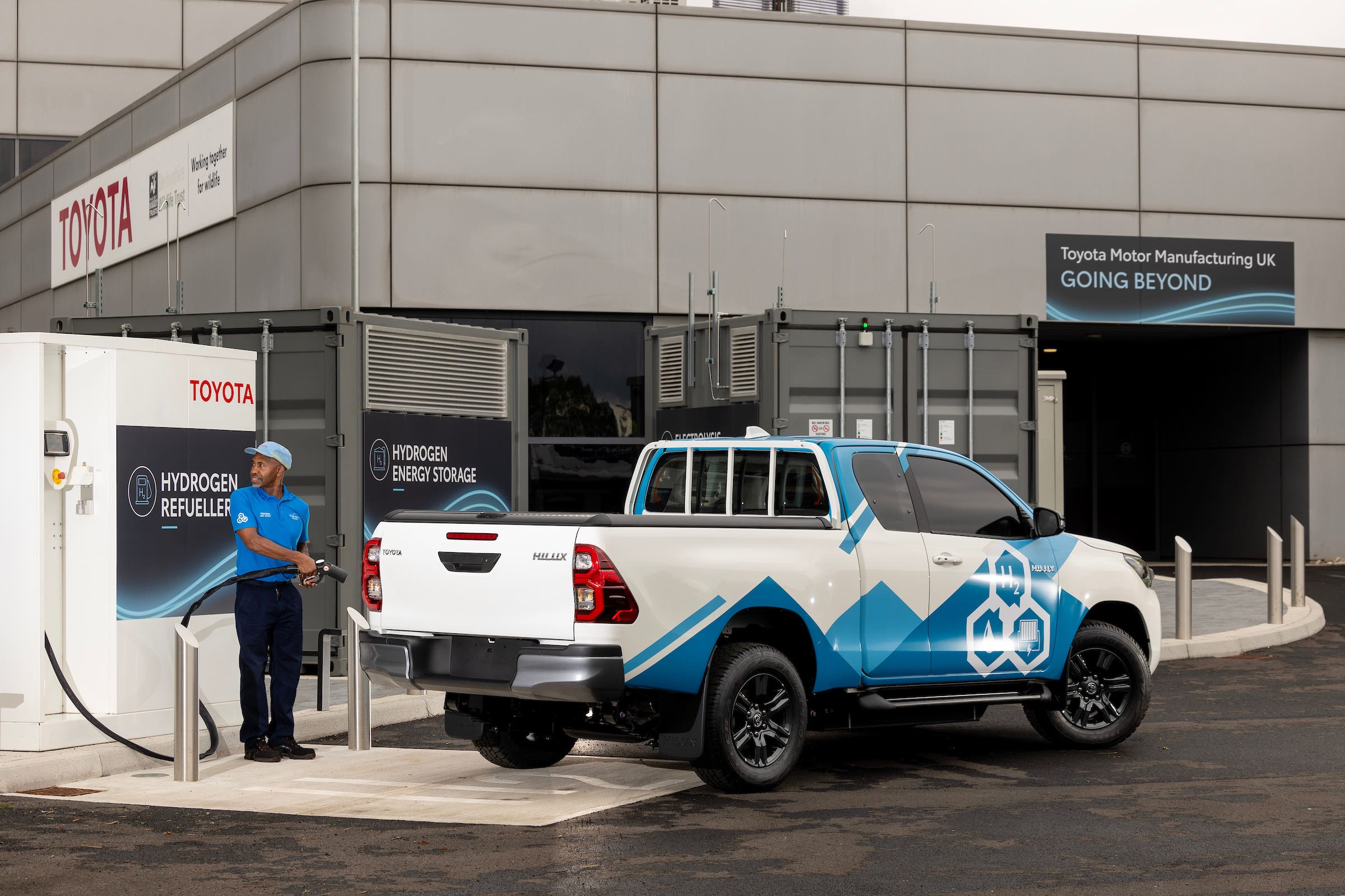 Toyota has revealed a hydrogen-powered version of its Hilux. (Toyota)New hydrogen-powered Toyota Hilux at the company’s Burnaston factory, Derbyshire.All Rights Reserved: RKP Photography[Formerly F Stop Press Ltd].+44 (0)7765 242650www.rkpphotography.co.uk