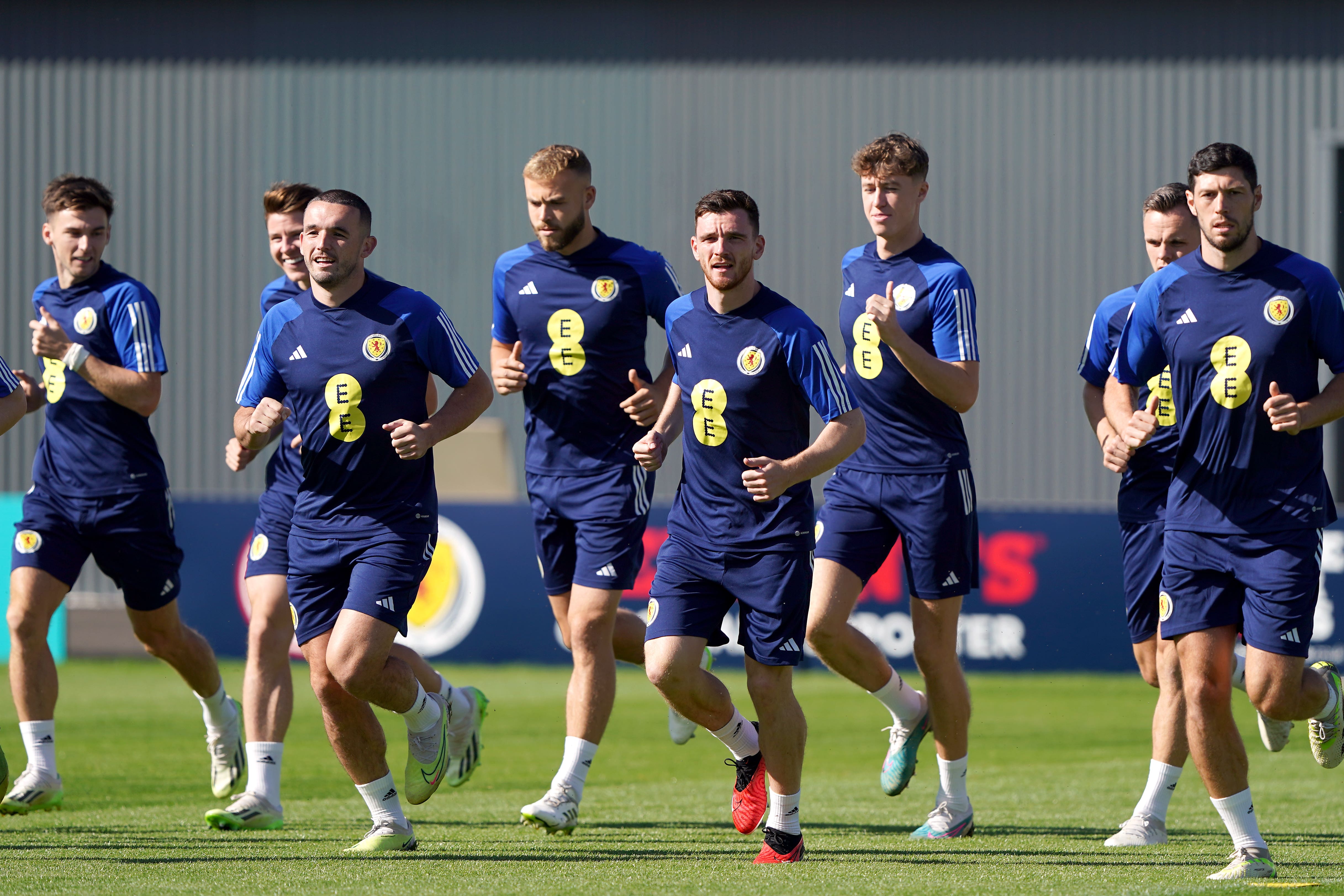 The Scotland squad train at Lesser Hampden (Andrew Milligan/PA)