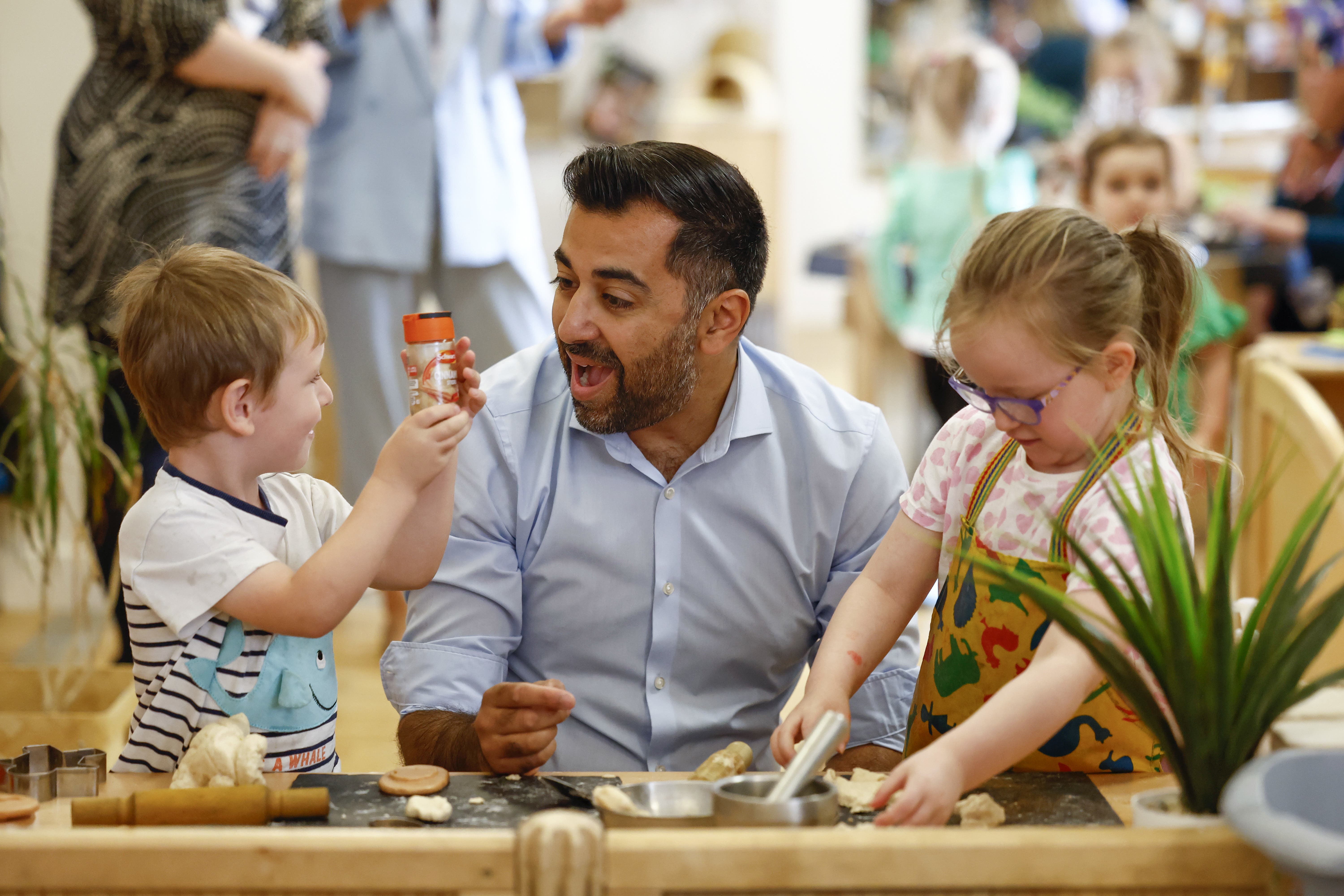 First Minister Humza Yousaf has set out plans to tackle the ‘scourge of poverty’ (Jeff/J Mitchell/PA)