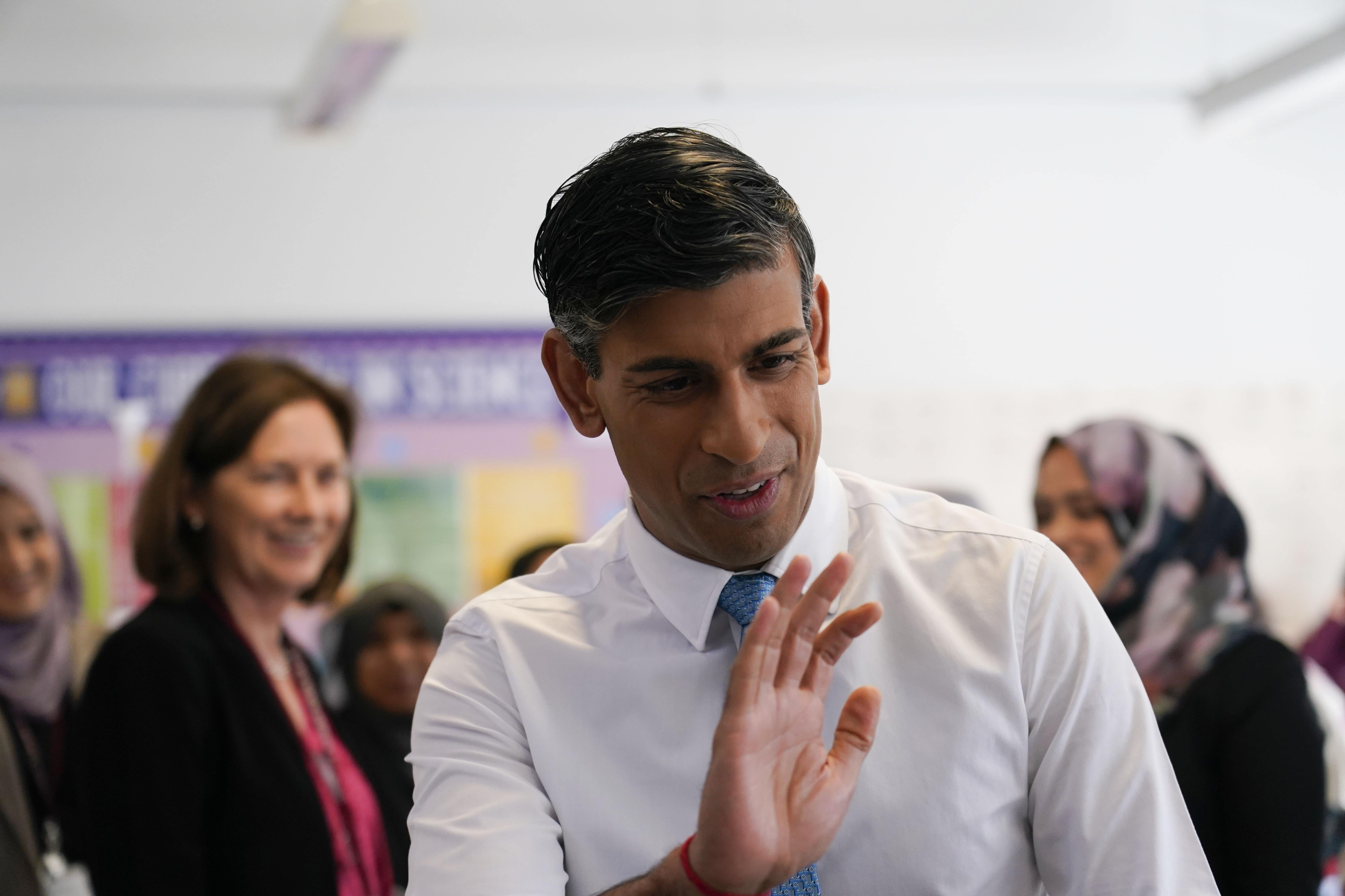 Prime minister Rishi Sunak on a schools visit