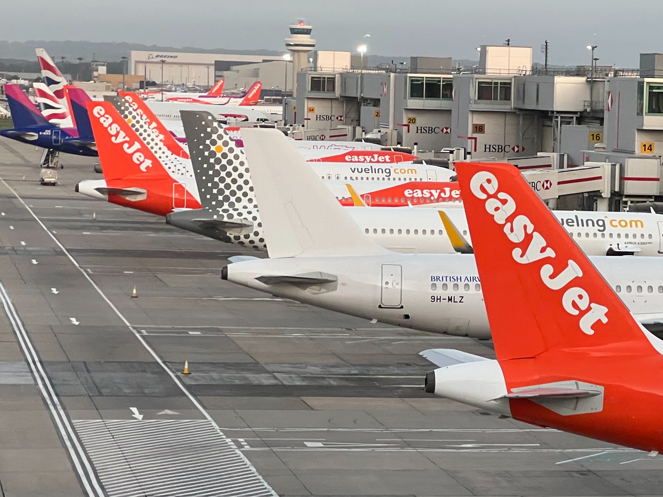 Ground stop: aircraft at Gatwick and other airports were ordered to remain at the gate as air-traffic controllers resorted to manual working