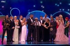 Strictly Come Dancing stars pay tribute to Amy Dowden as she joins them on stage to collect National Television Award