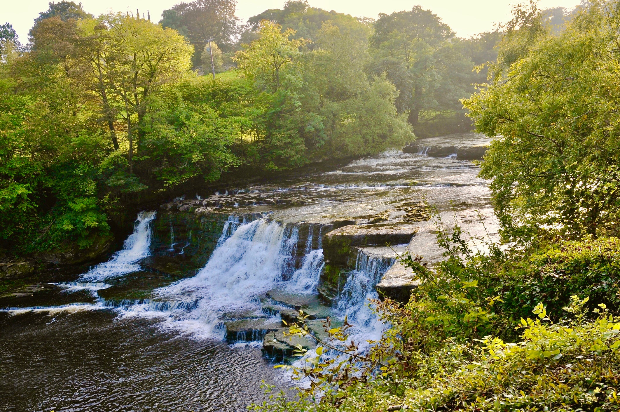 Aysgarth Falls, a triple flight of waterfalls on the River Ure