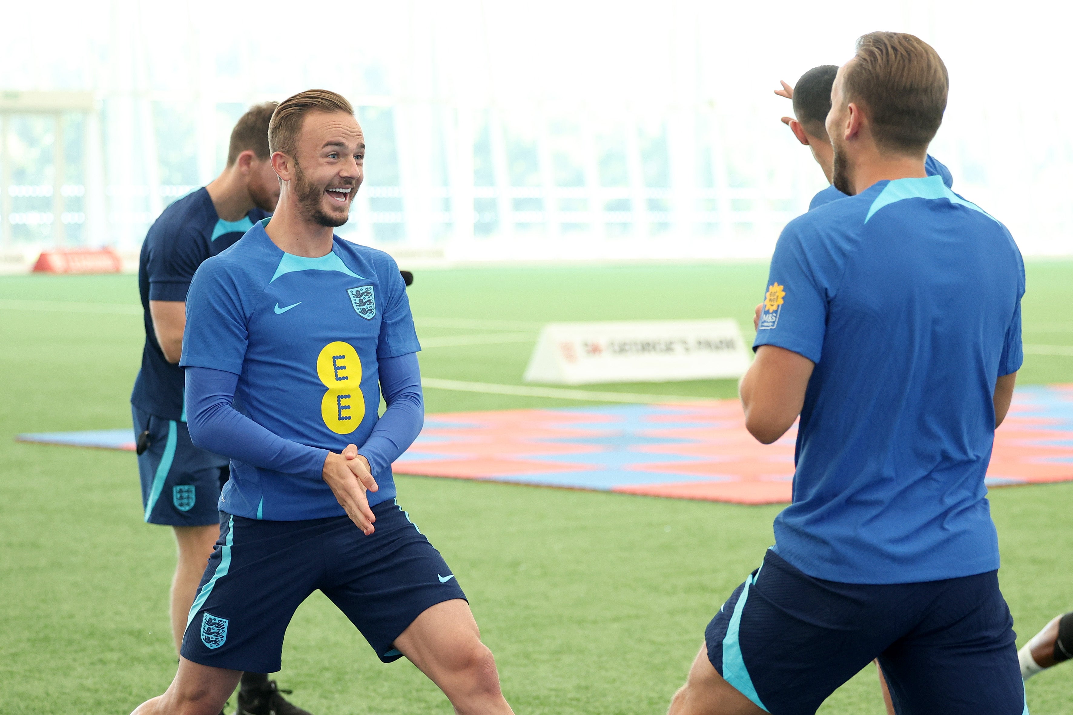 James Maddison in training with England at St George’s Park