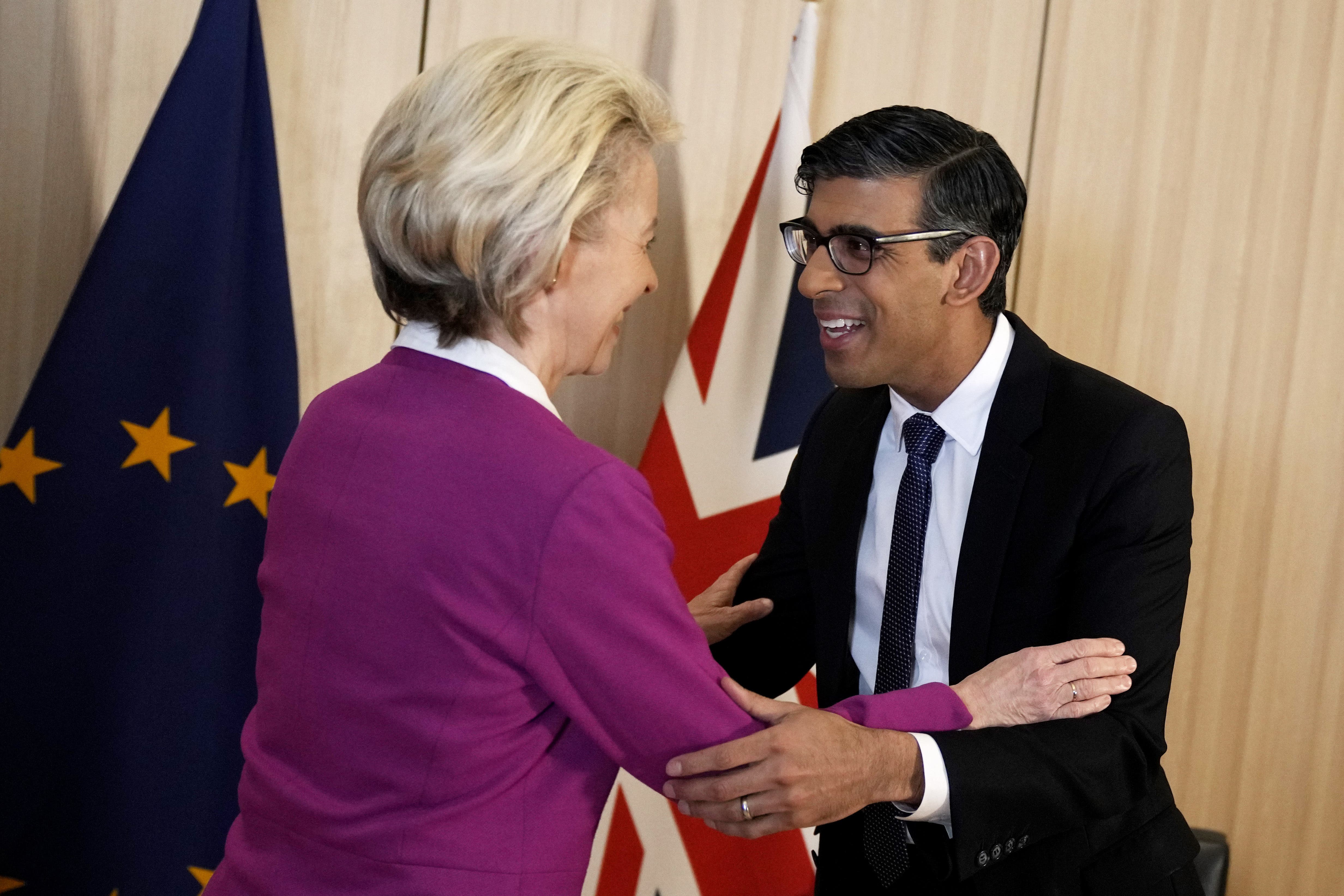 Rishi Sunak with European Commission president Ursula von der Leyen agreeing deal on Northern Ireland earlier this year