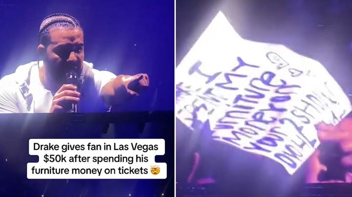 Drake gives fan $50,000 after reading his message on poster at Las Vegas concert