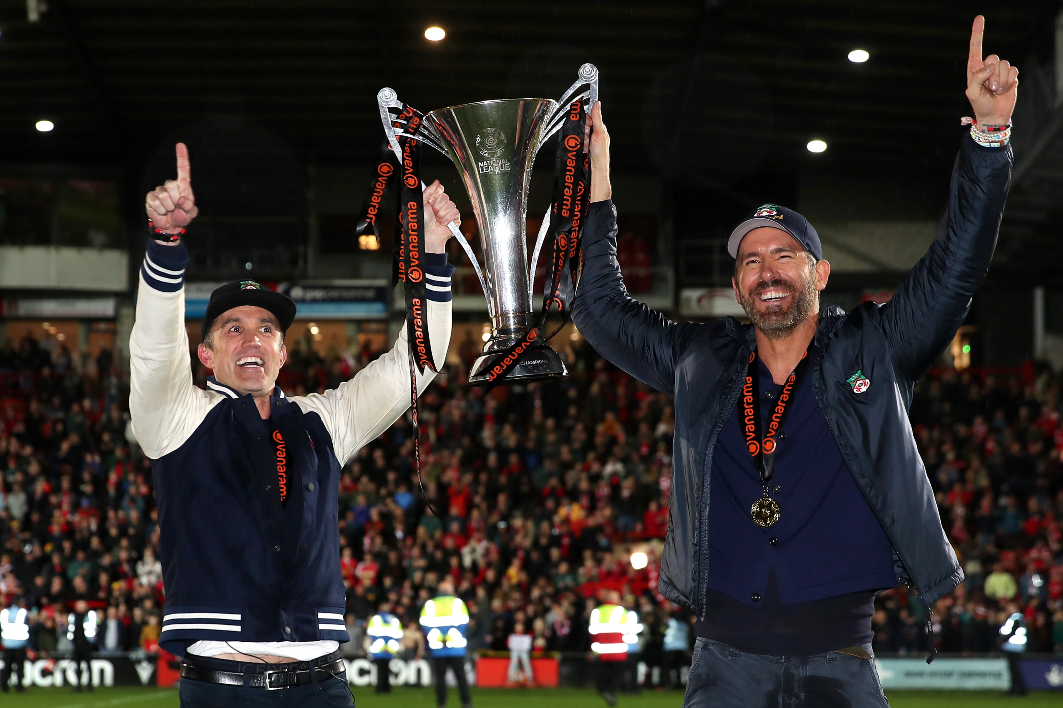 Rob McElhenney and Ryan Reynolds celebrated Wrexham’s promotion last April