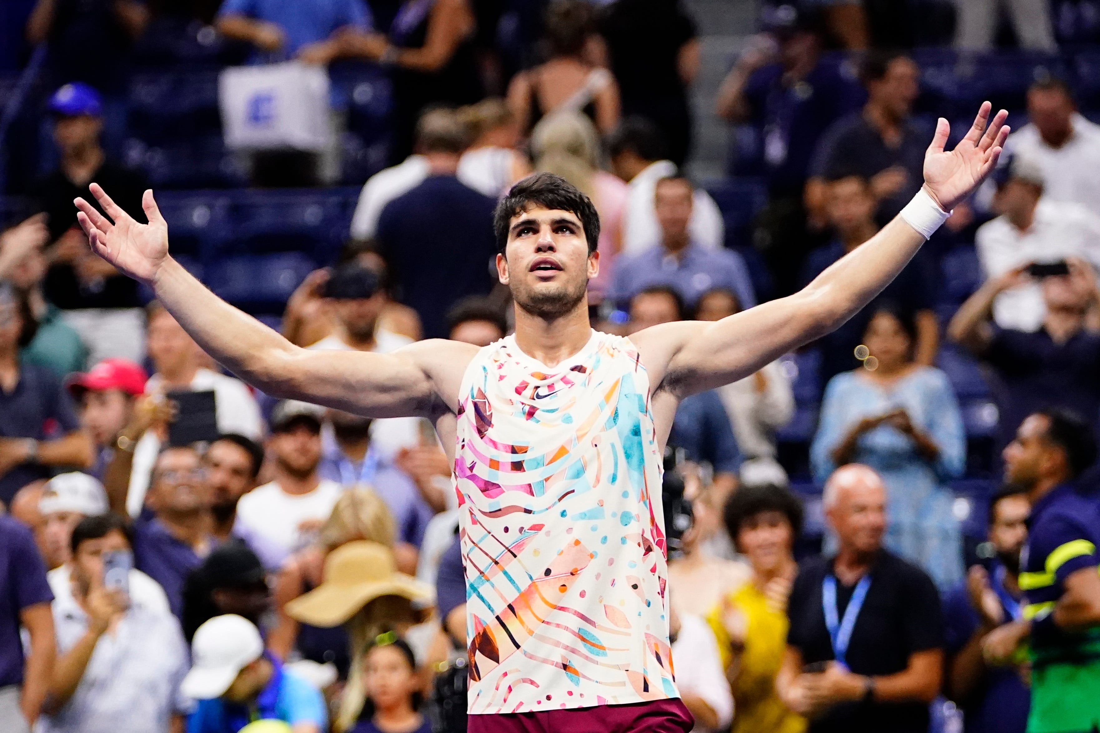 Carlos Alcaraz copies Jude Bellingham’s celebration (Frank Franklin II/AP)