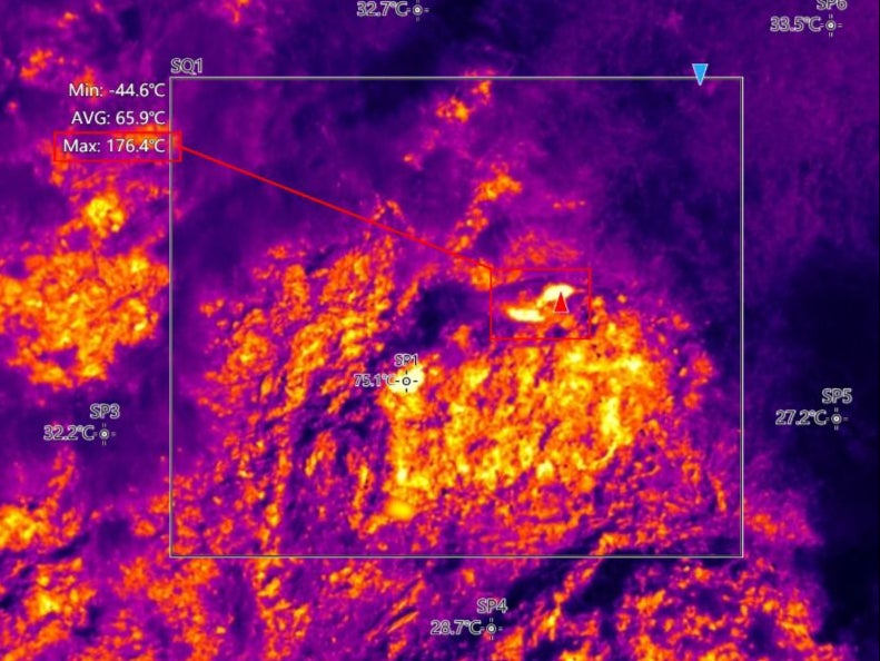 Thermal injury reveals the heat coming off the field