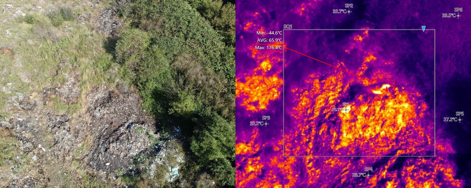 176C was detected at the hottest part of the ground