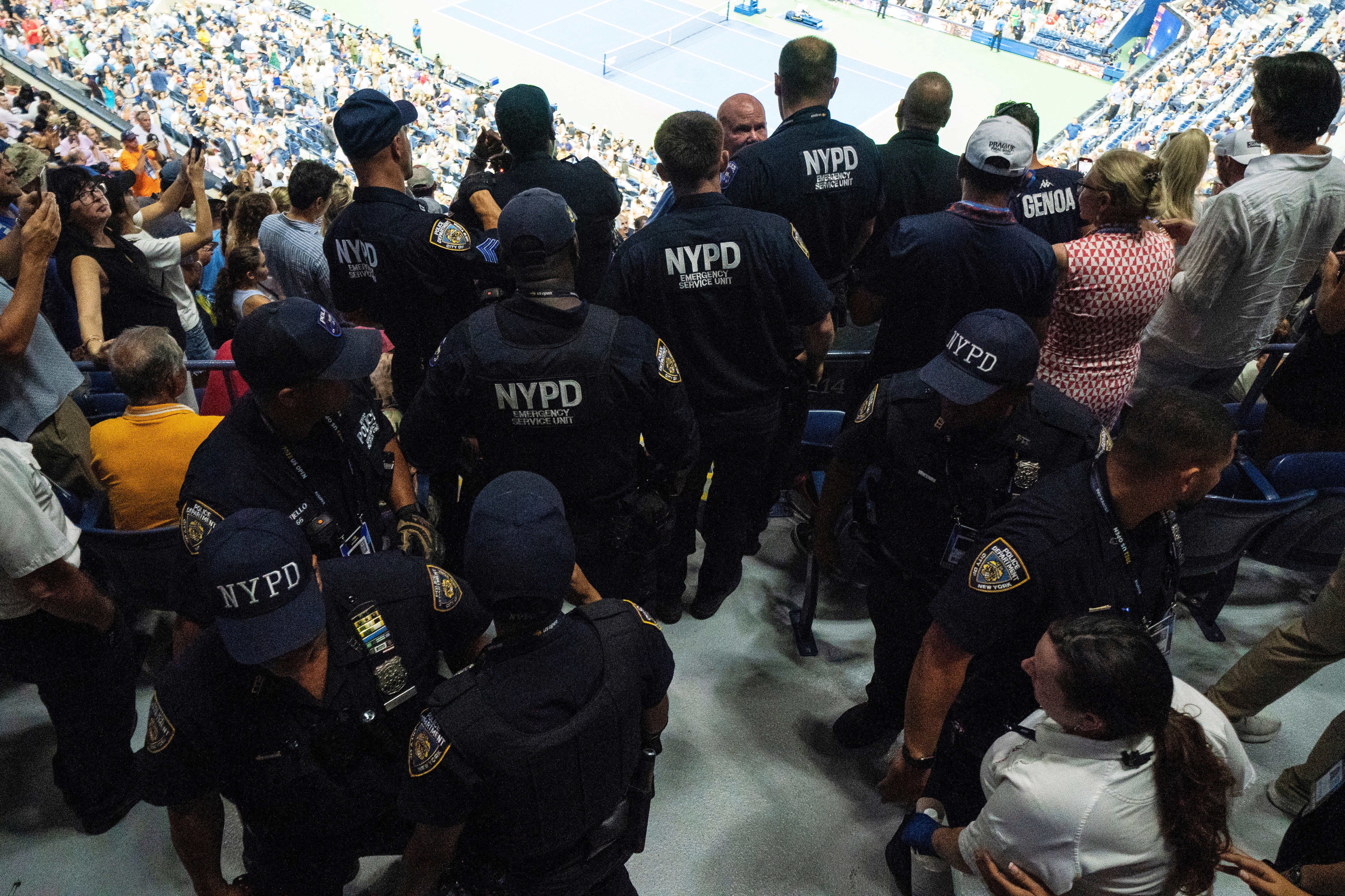 New York City police officers move in to stop the protest