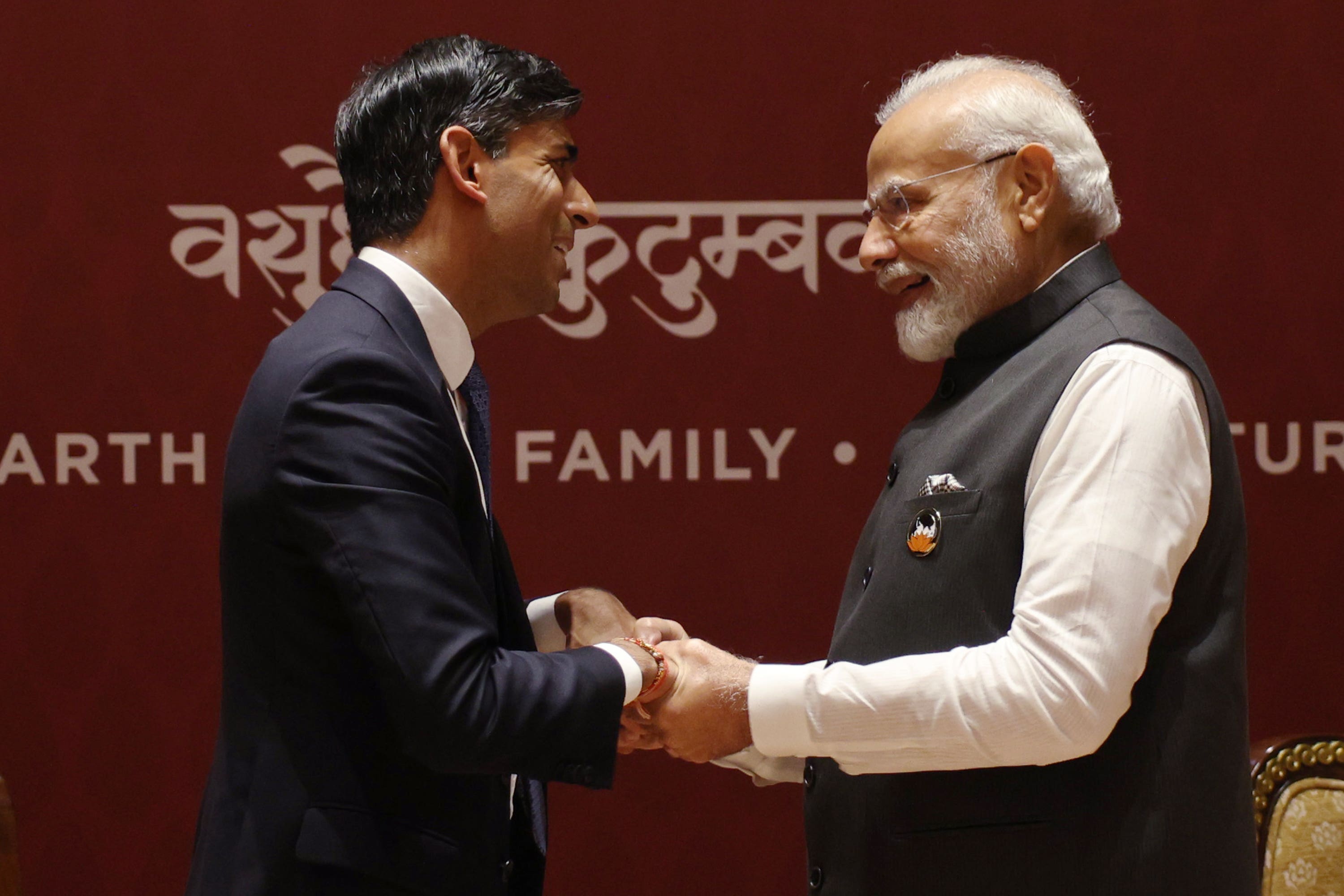 Prime Minister Rishi Sunak said his talks with Indian premier Narendra Modi were ‘productive’ (Dan Kitwood/PA)