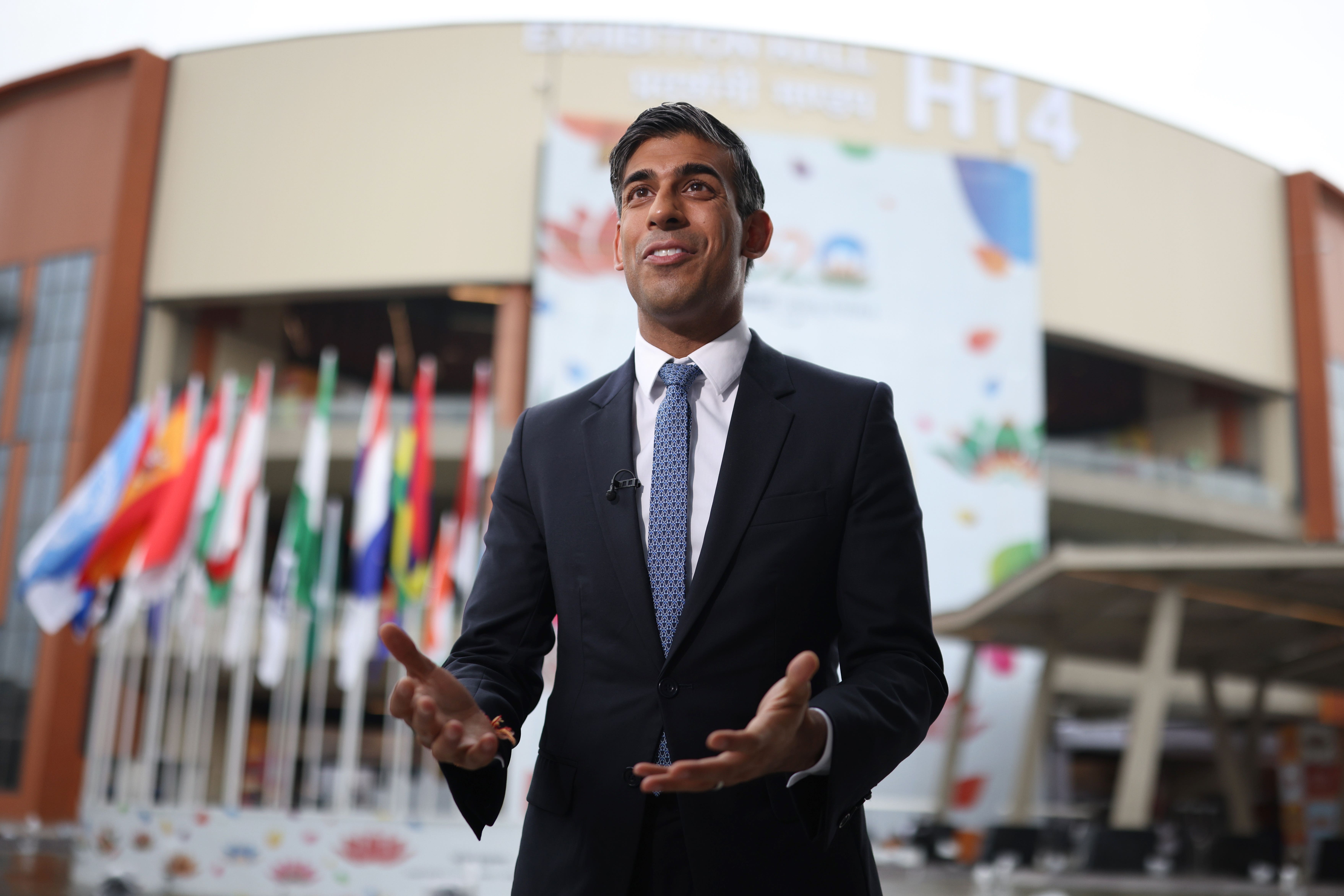 Prime Minister Rishi Sunak speaks to the media during the G20 summit in New Delhi, India (Dan Kitwood/PA)