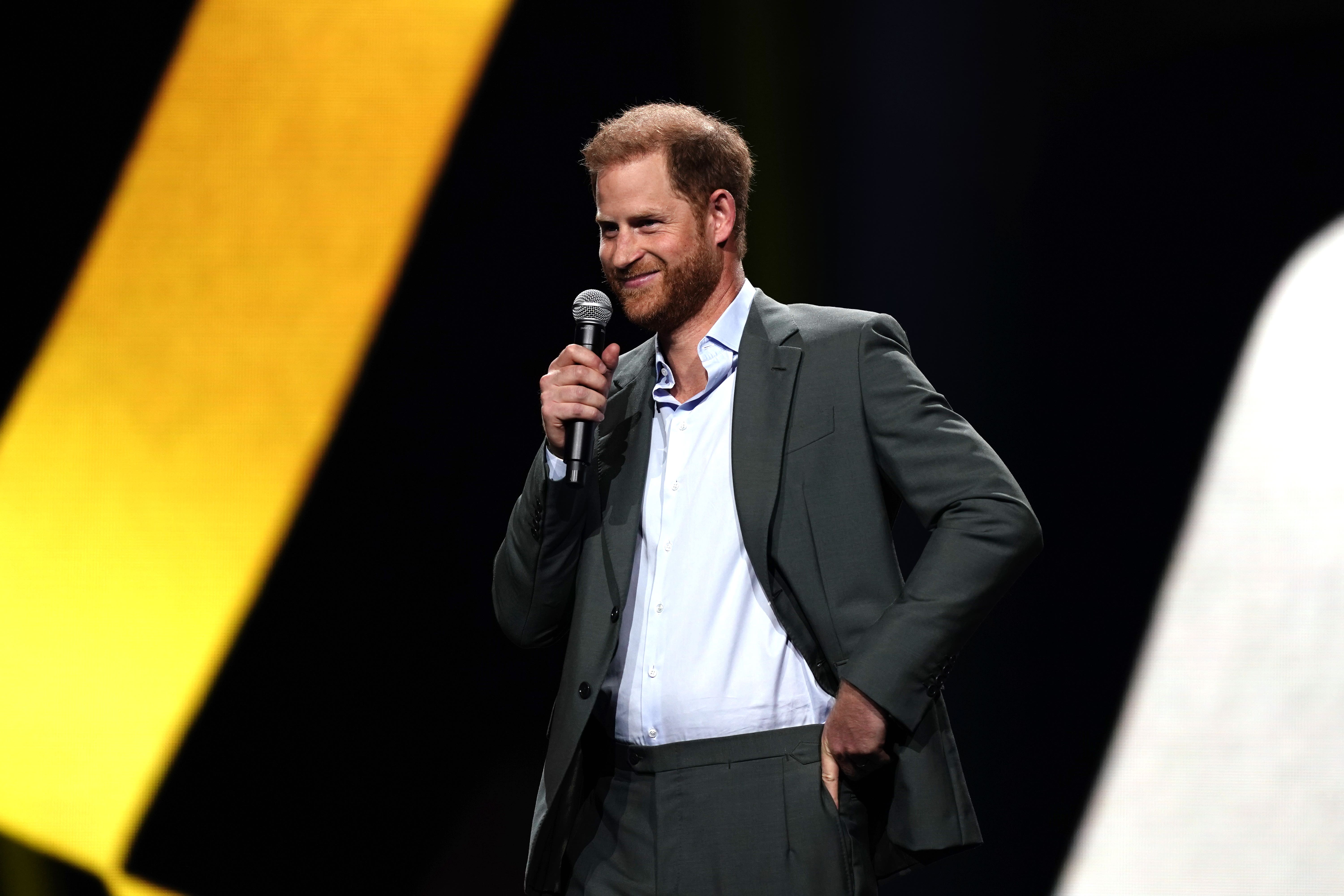 The Duke of Sussex speaking during the Invictus Games opening ceremony in Dusseldorf, Germany (Jordan Pettitt/PA)