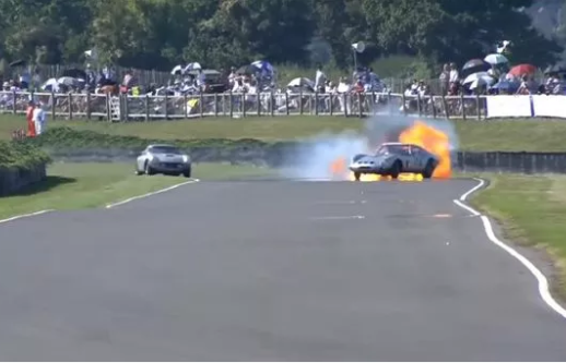 Karun Chandok’s car burst into flames at Goodwood on Saturday