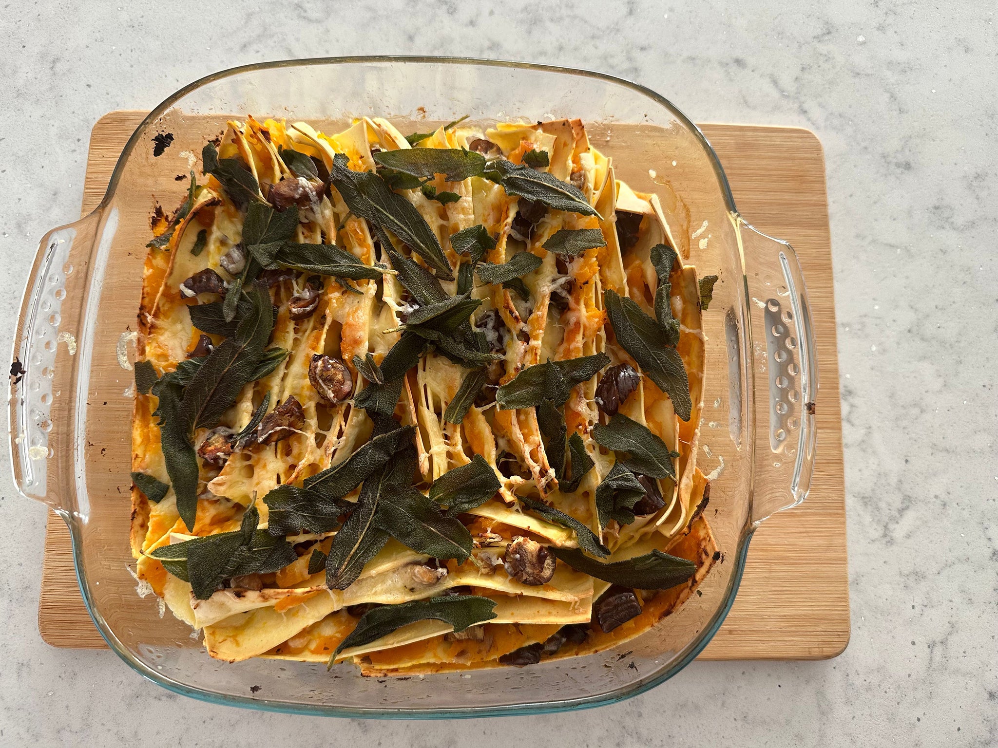 The roasted squash lasagne is lighter than the classic