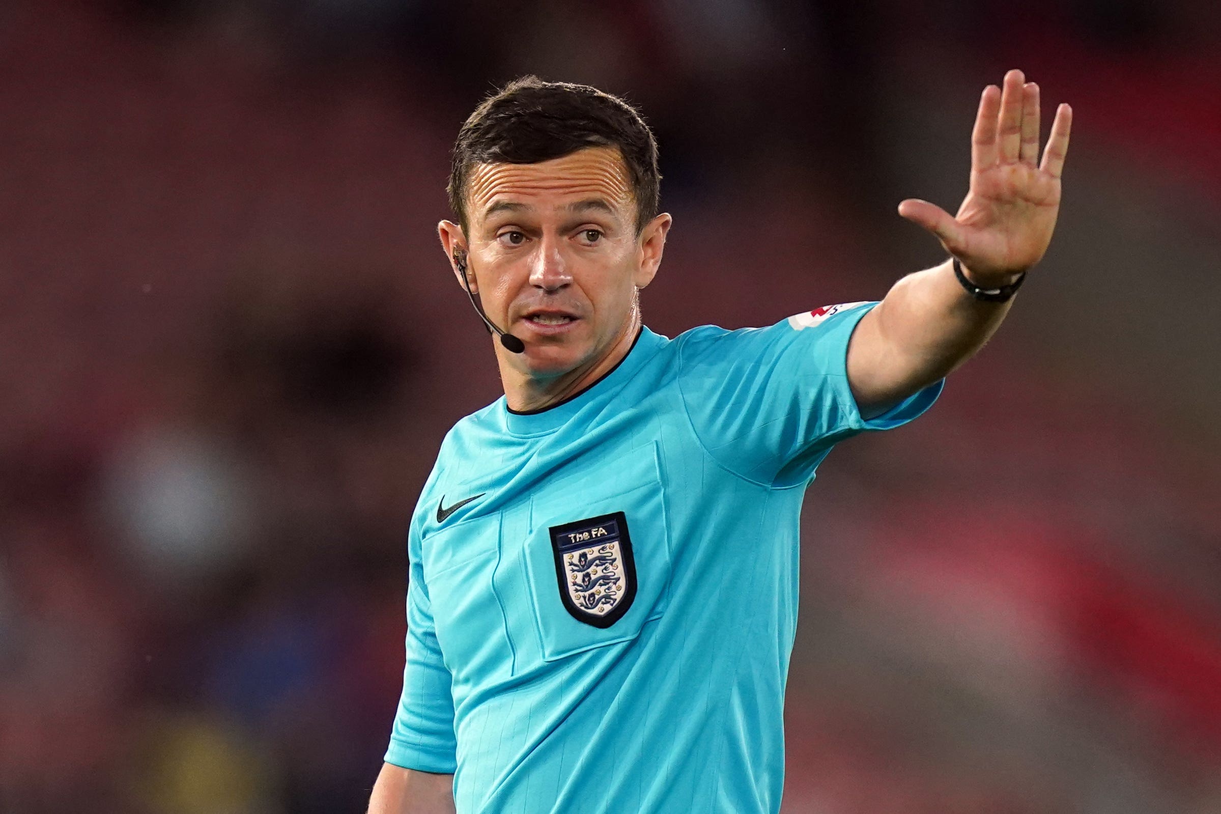 Tony Harrington, pictured, was involved in awarding a goal to Manchester City in error in the view of referees’ chief Howard Webb (PA)