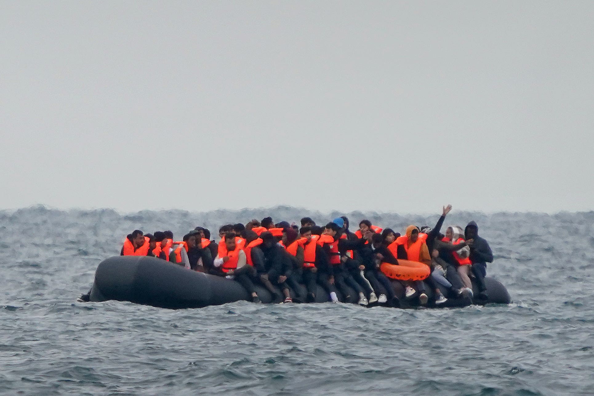 A group of people thought to be migrants crossing the Channel (Gareth Fuller/PA)