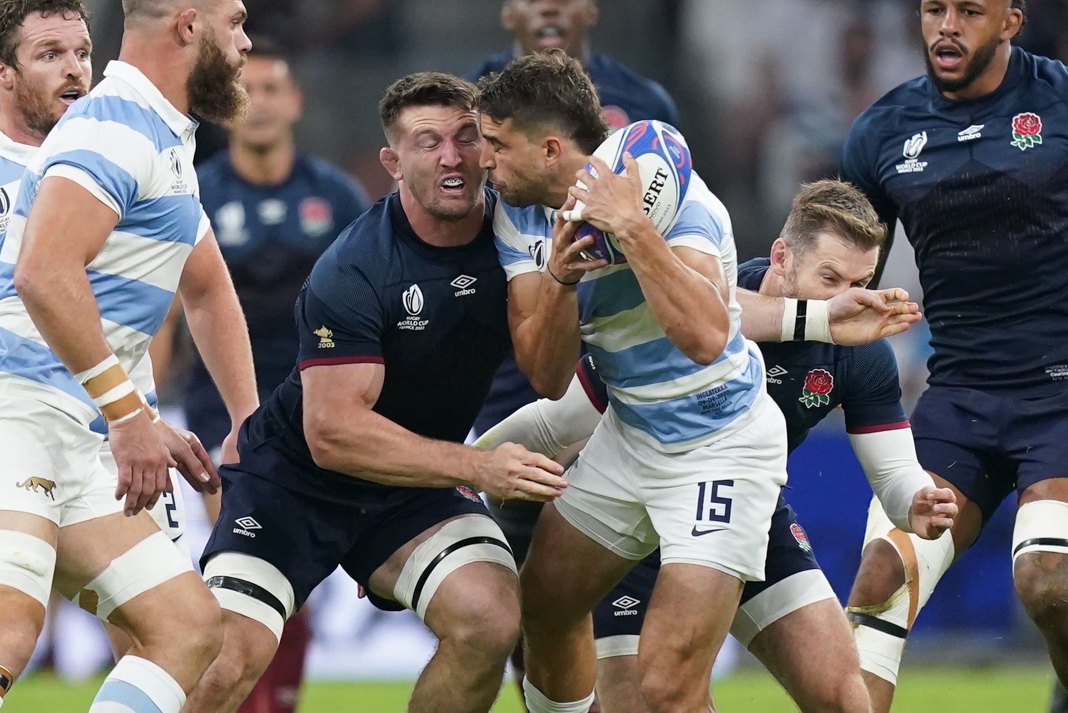 England’s Tim Curry made head contact with his tackle last Saturday, resulting in a red card