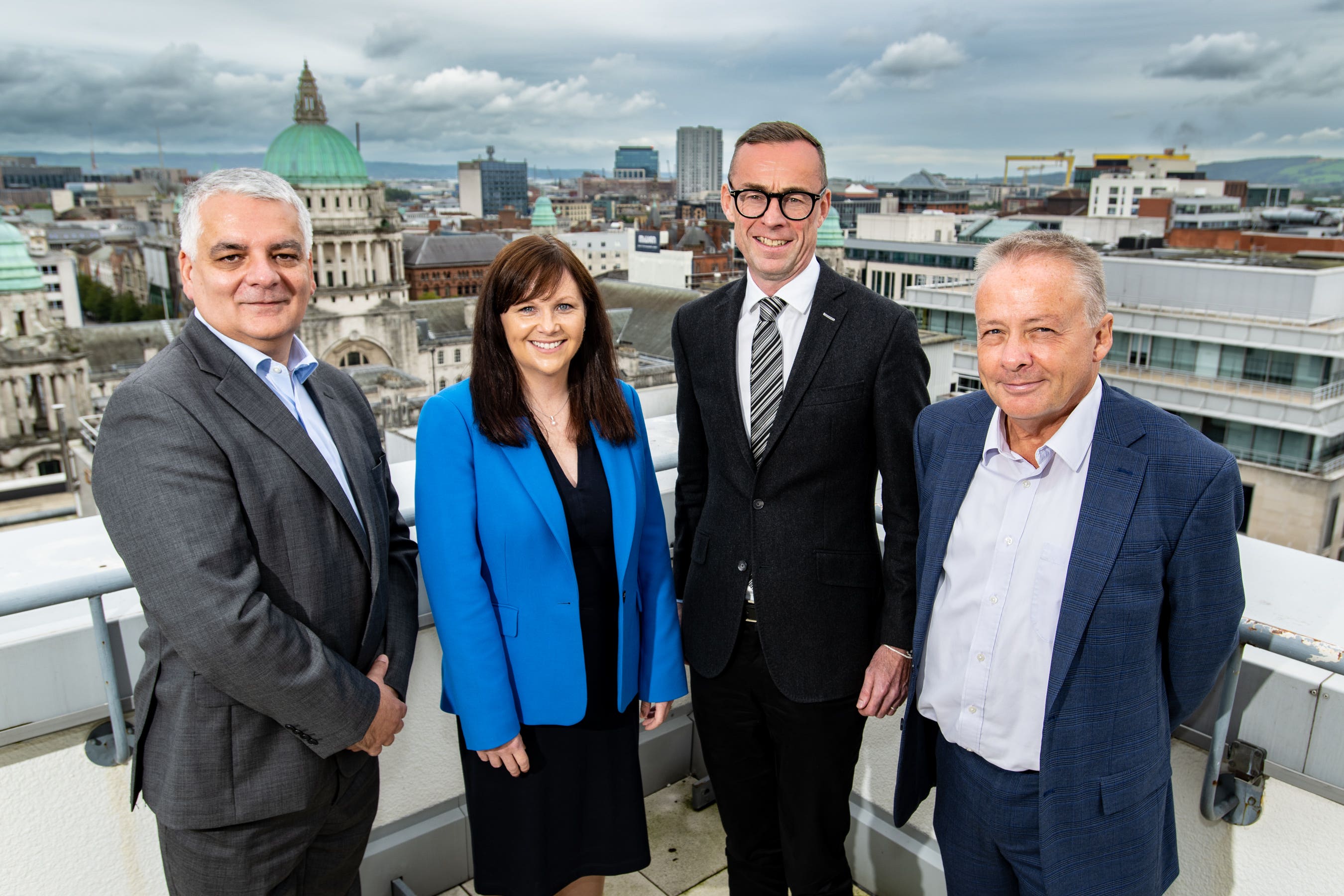 The news was welcomed by Mel Chittock, interim CEO, Invest NI; Judith Savage, consulting partner, EY; Rob Heron, managing partner, EY; and Mike Brennan, permanent secretary, Department for the Economy (Invest NI/PA)