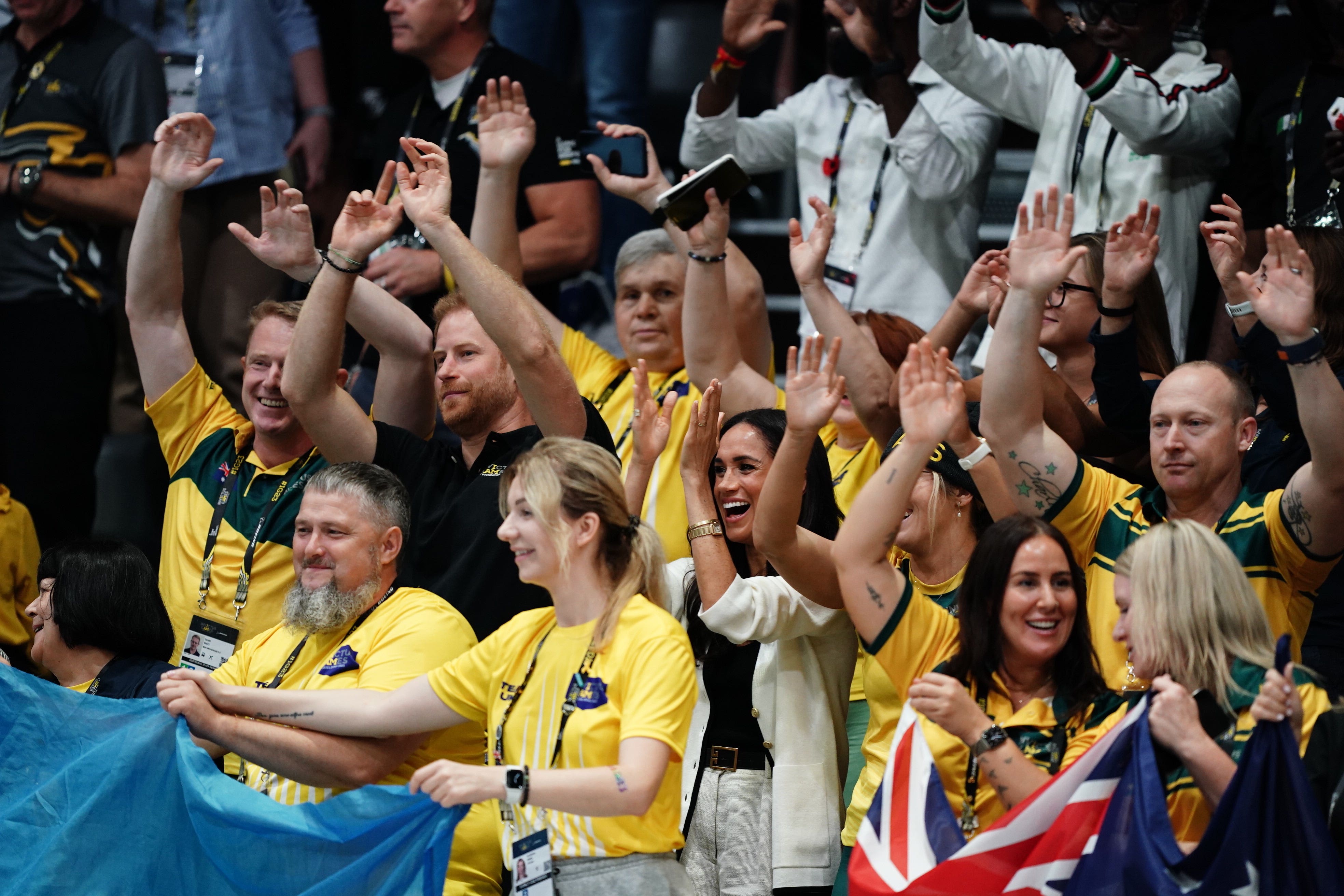 The Duke and Duchess of Sussex watch wheelchair basketball at the Merkur Spiel-Arena (Jordan Pettitt/PA)