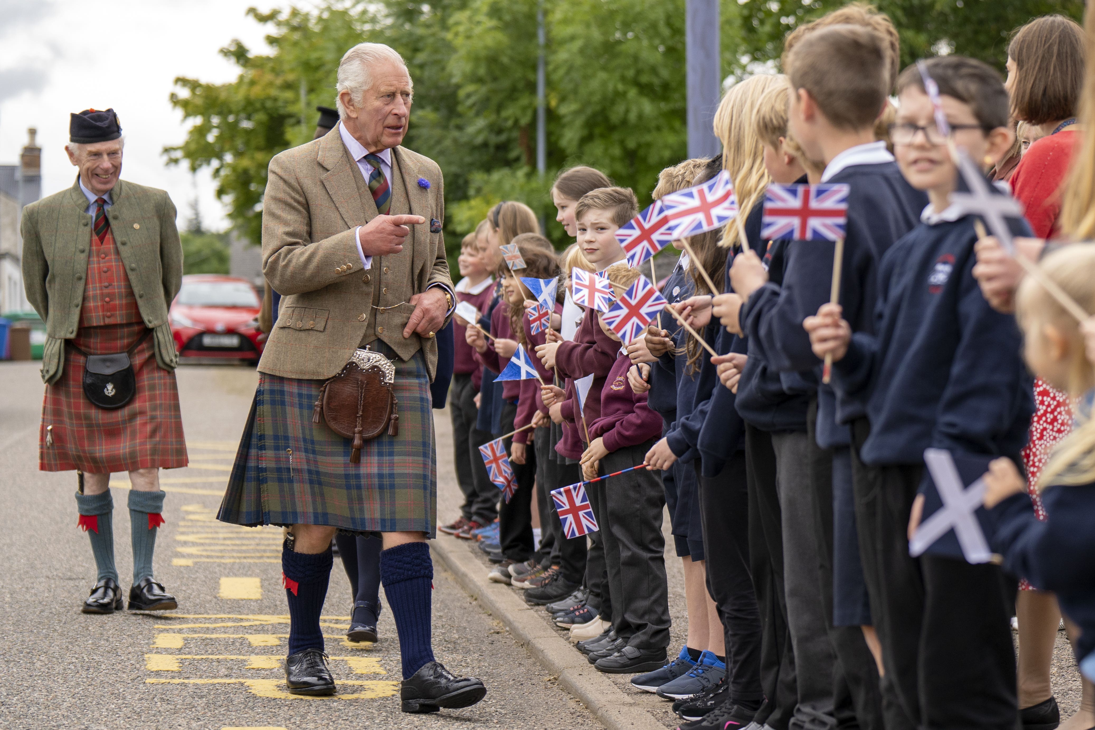 The King met local school children during his visit (Jane Barlow/PA)