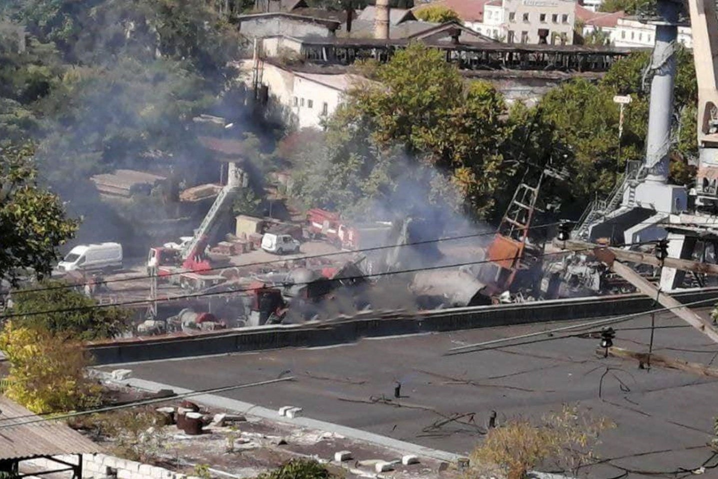 View of a damaged Russian ship following a Ukrainian missile attack on Sevastopol, Crimea