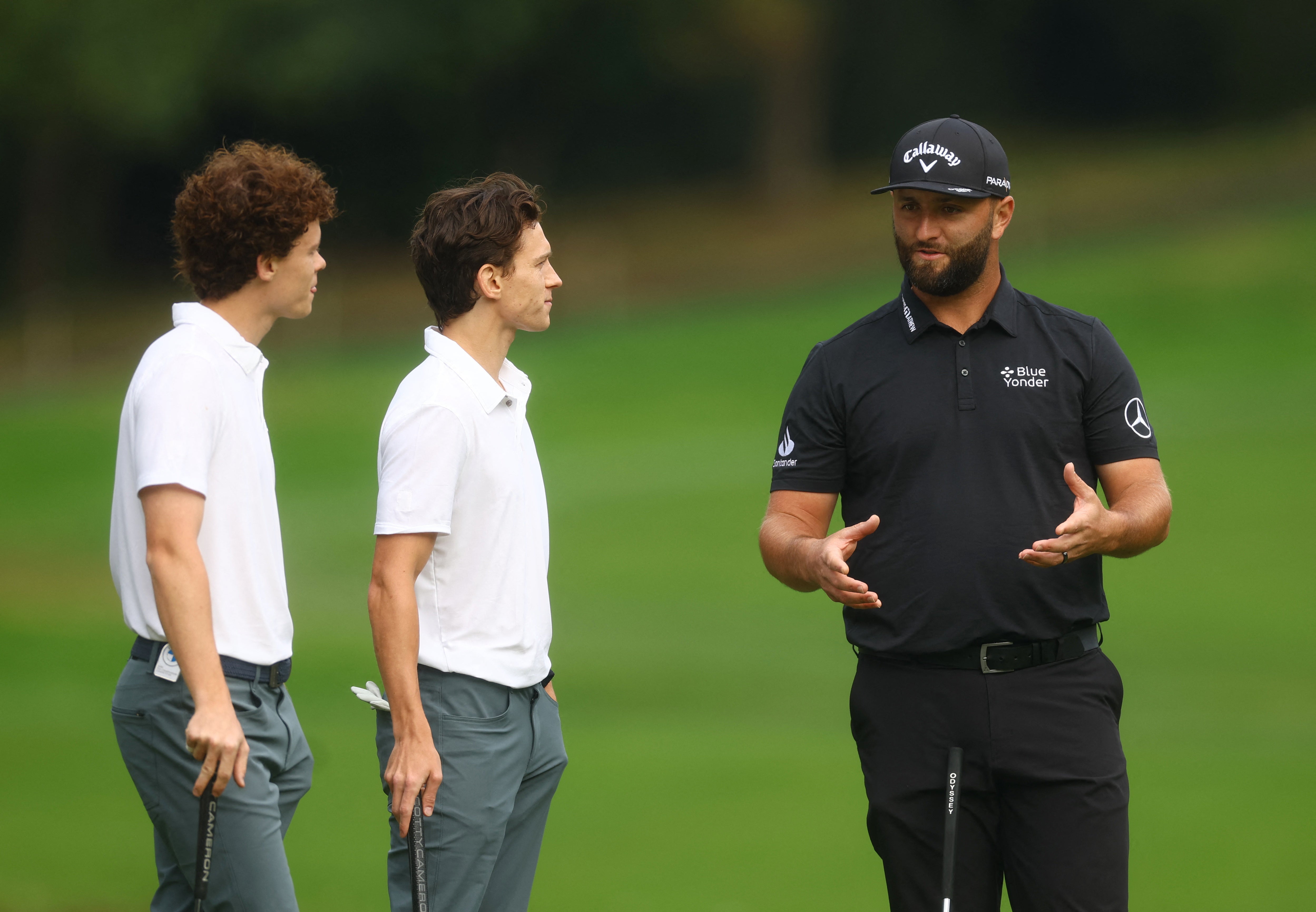 Actor Tom Holland with Spain's Jon Rahm