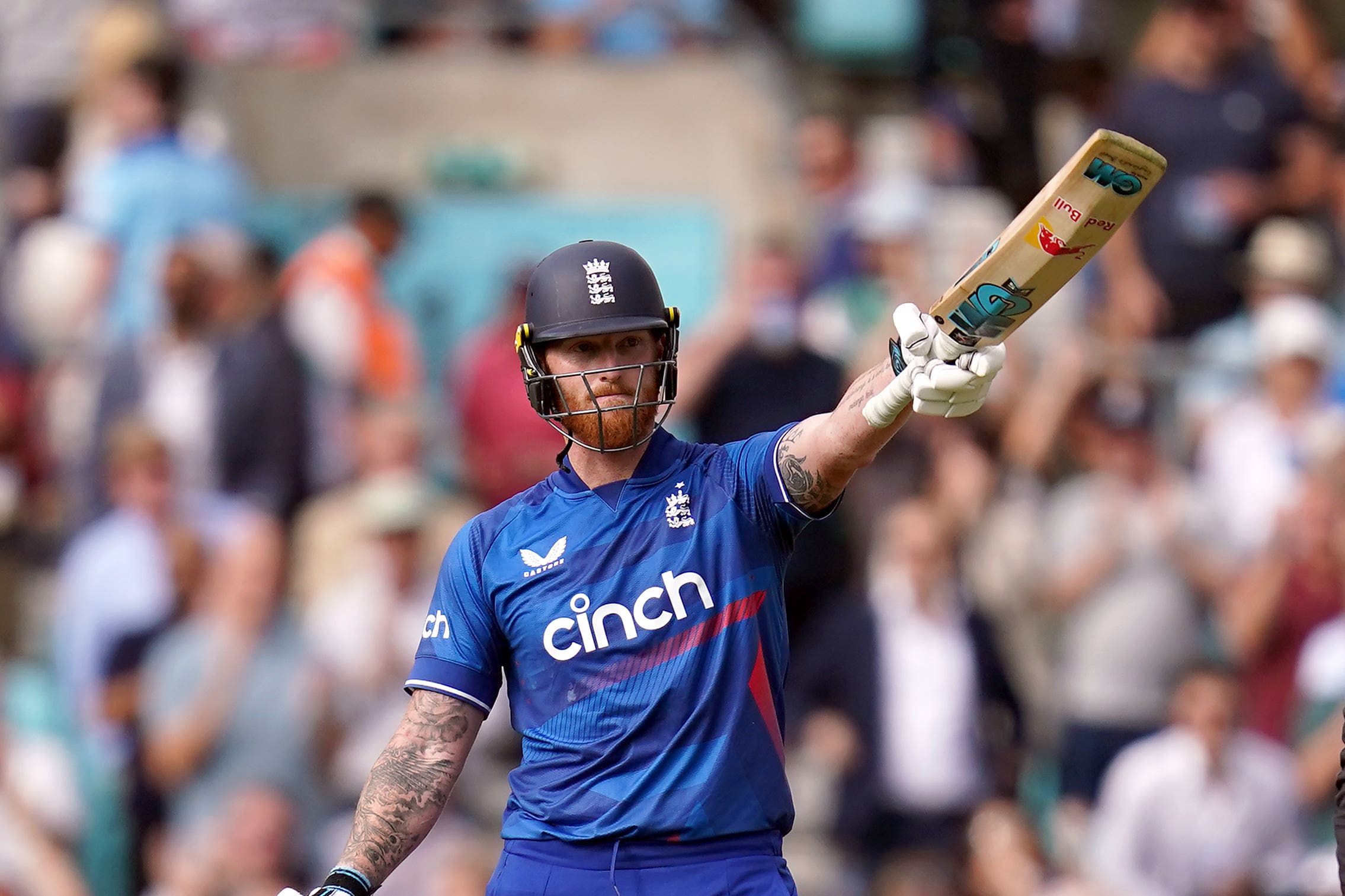 England’s Ben Stokes celebrates reaching 150 (John Walton/PA).