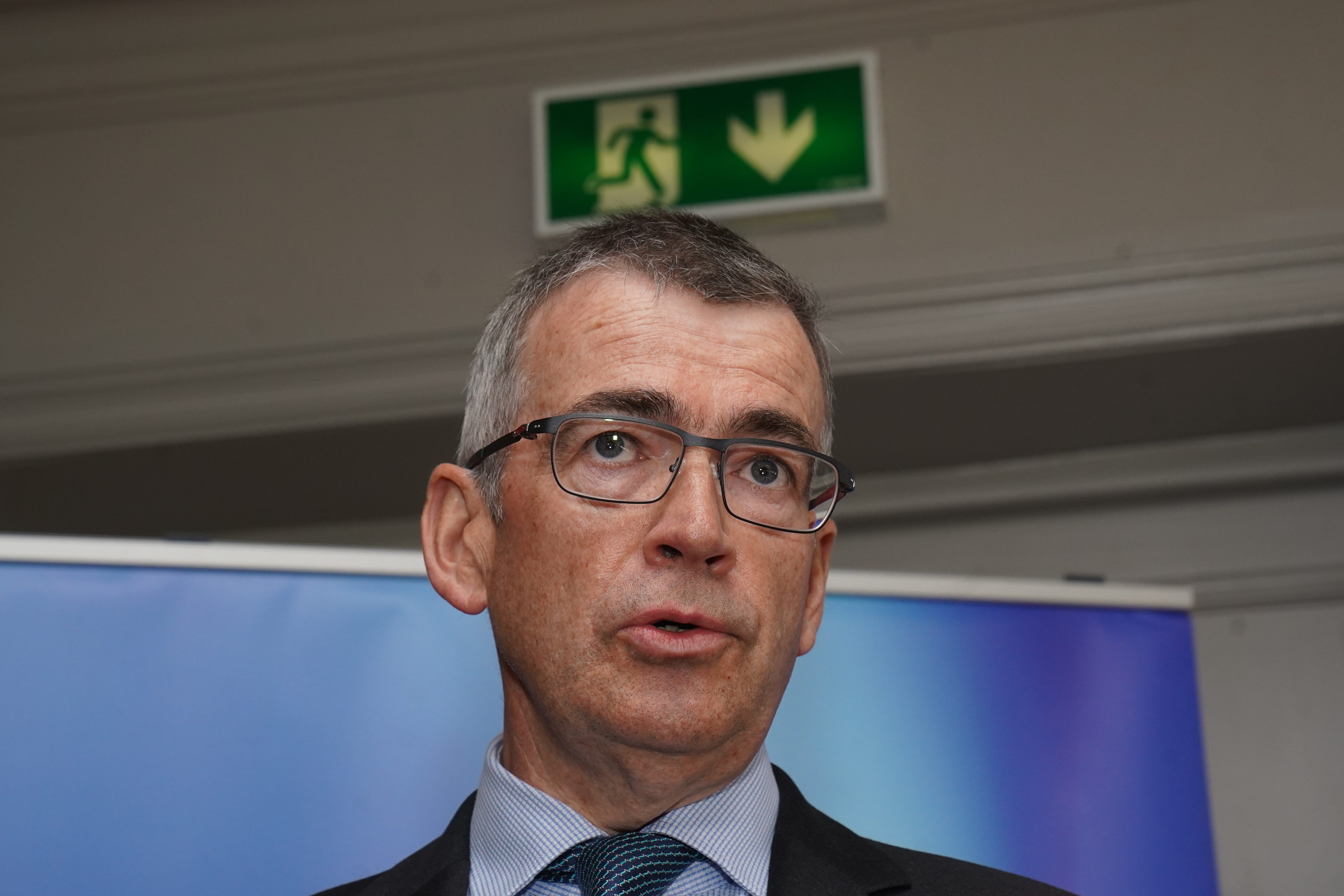 Garda Commissioner Drew Harris speaks to the media at the Association of Garda Superintendents conference at Killashee House in Naas, Co Kildare (Brian Lawless/PA)