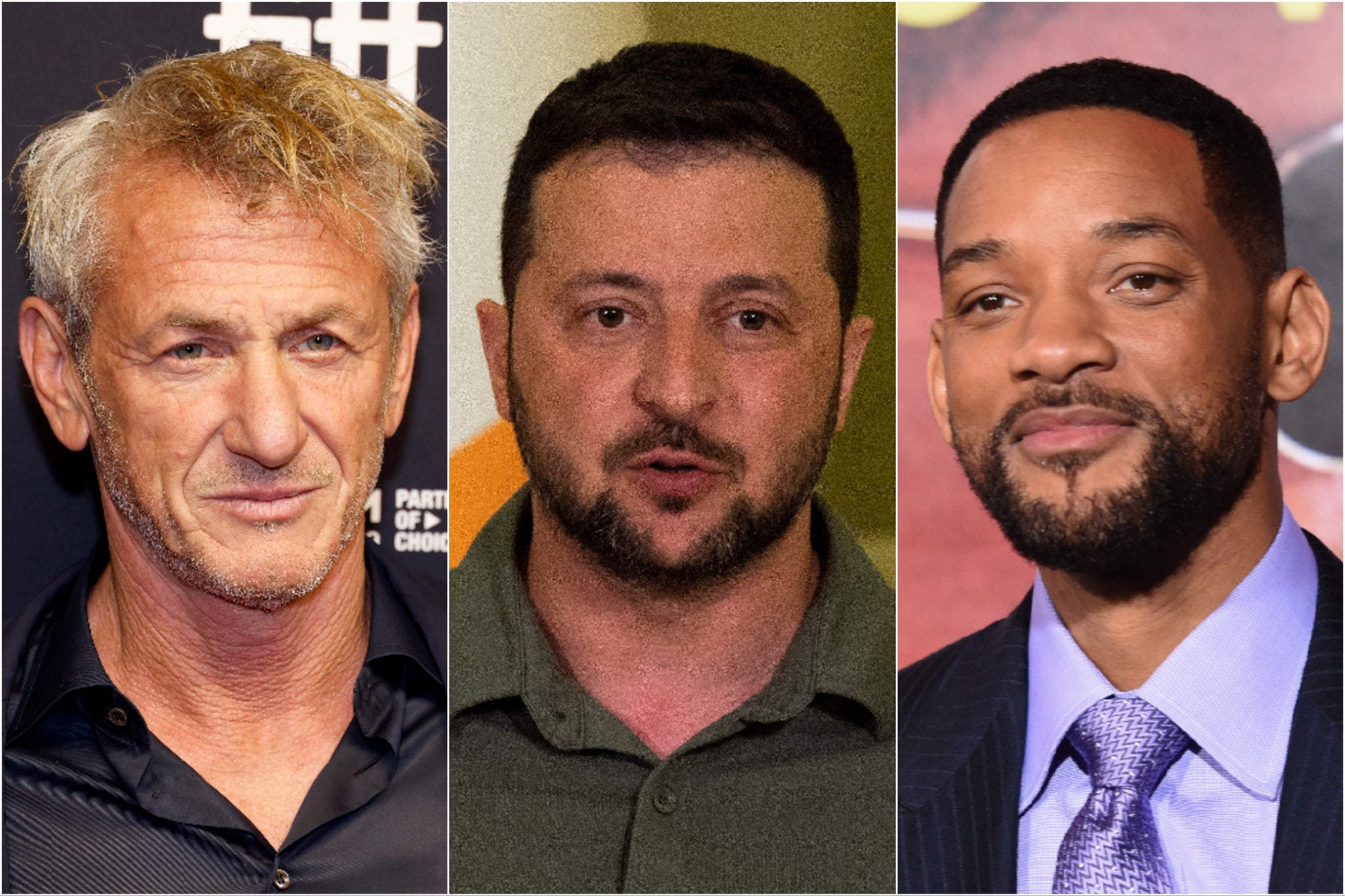 Sean Penn, Volodymyr Zelenskyy and Will Smith