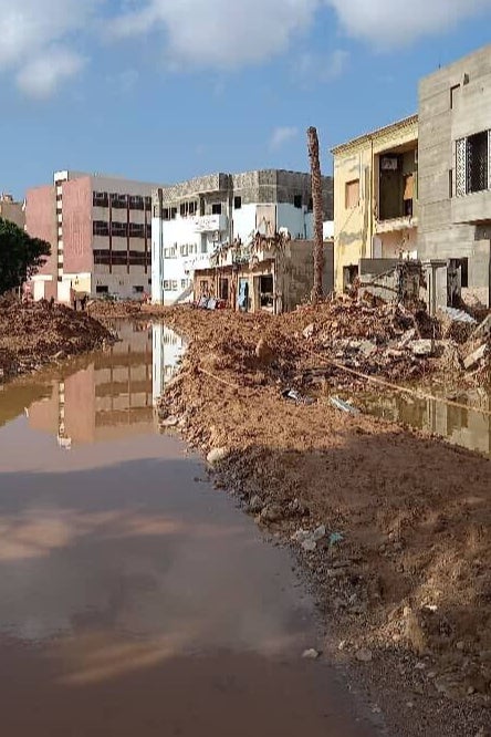 An area of Derna as the floodwaters recede