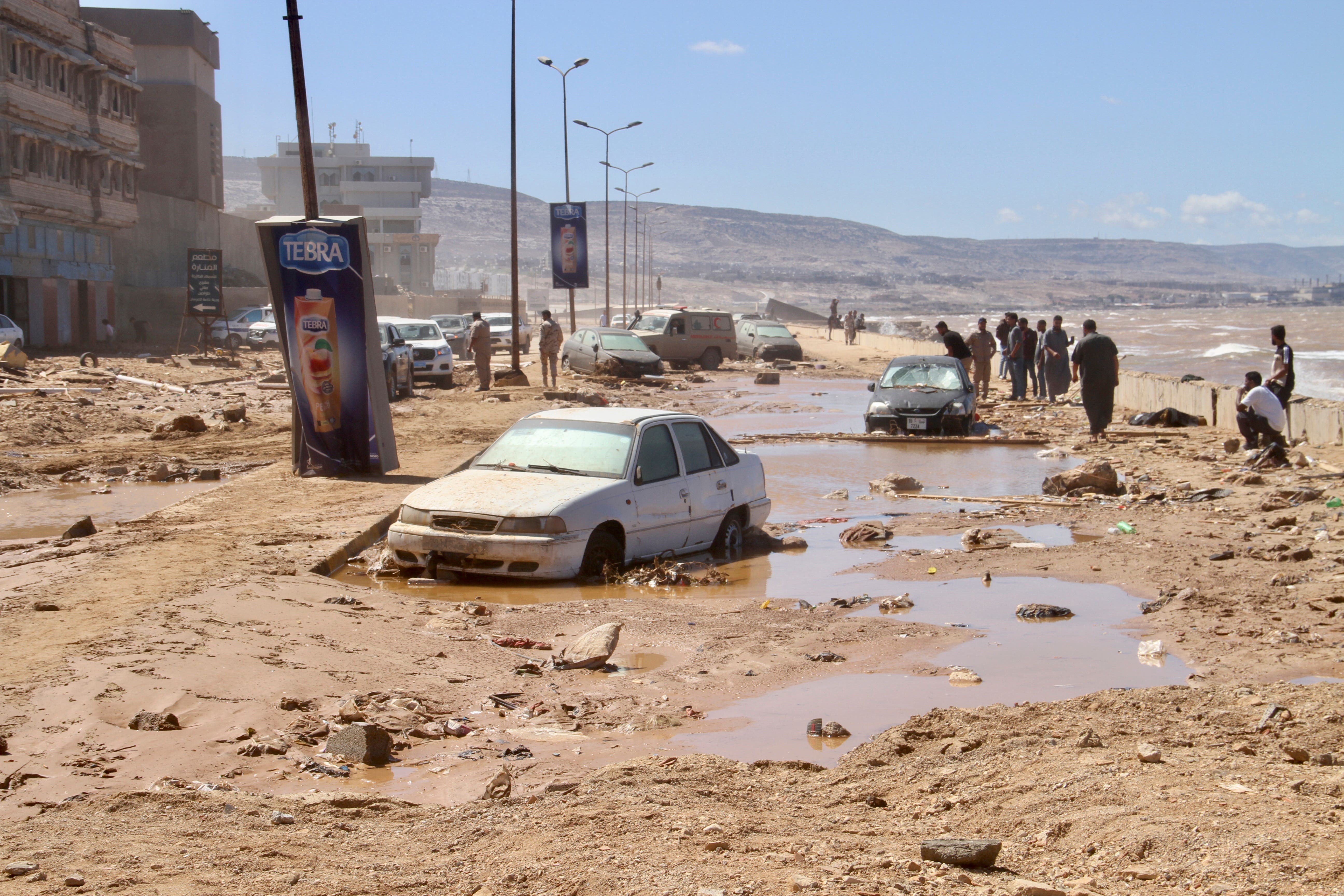 Damage from flooding is seen in Derna, Libya, on Wednesday (Yousef Murad/AP)