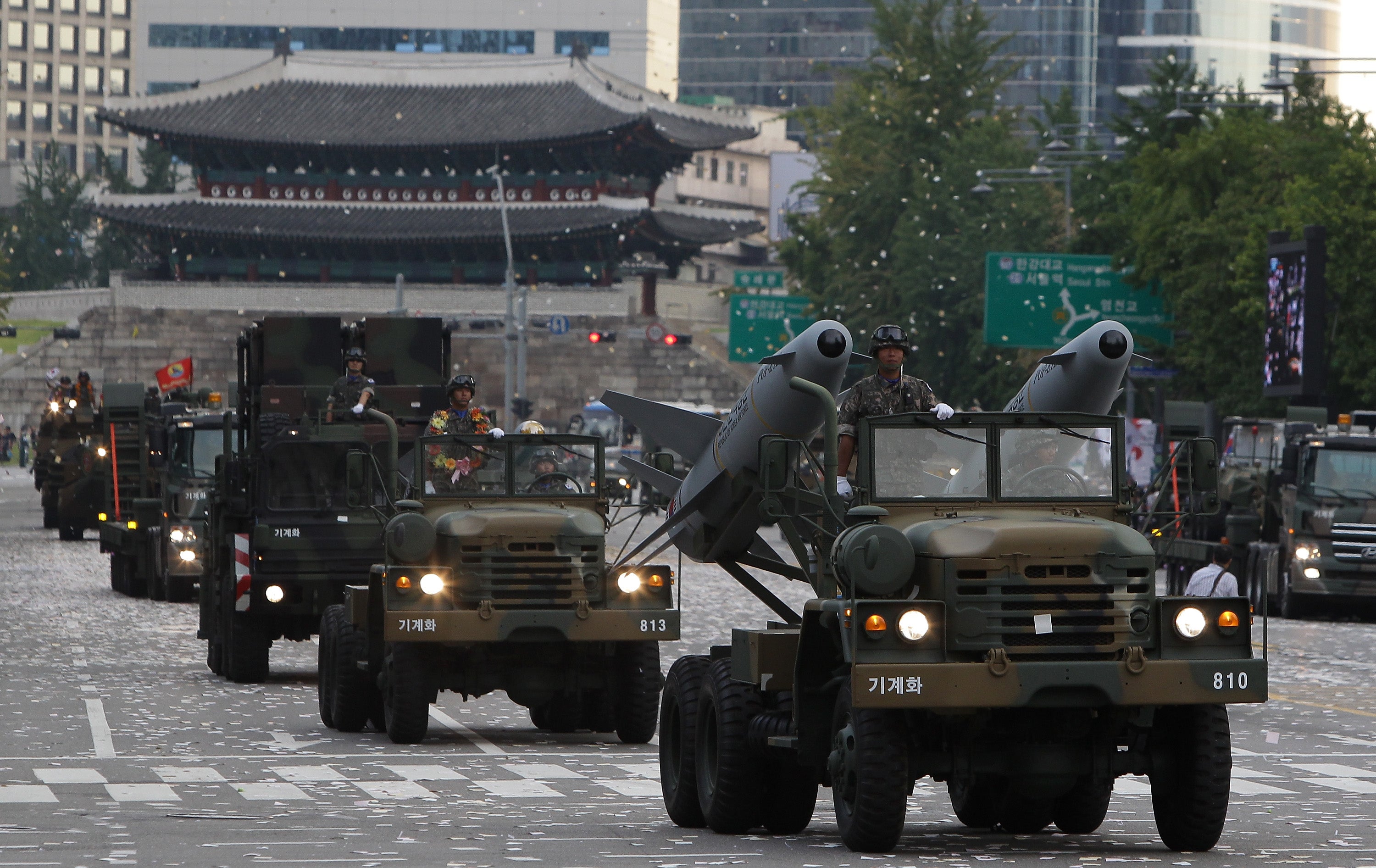 File photo: South Korean Marine’s armour vehicles showcased in a parade during the 65th South Korea Armed Forces Day ceremony in 2013