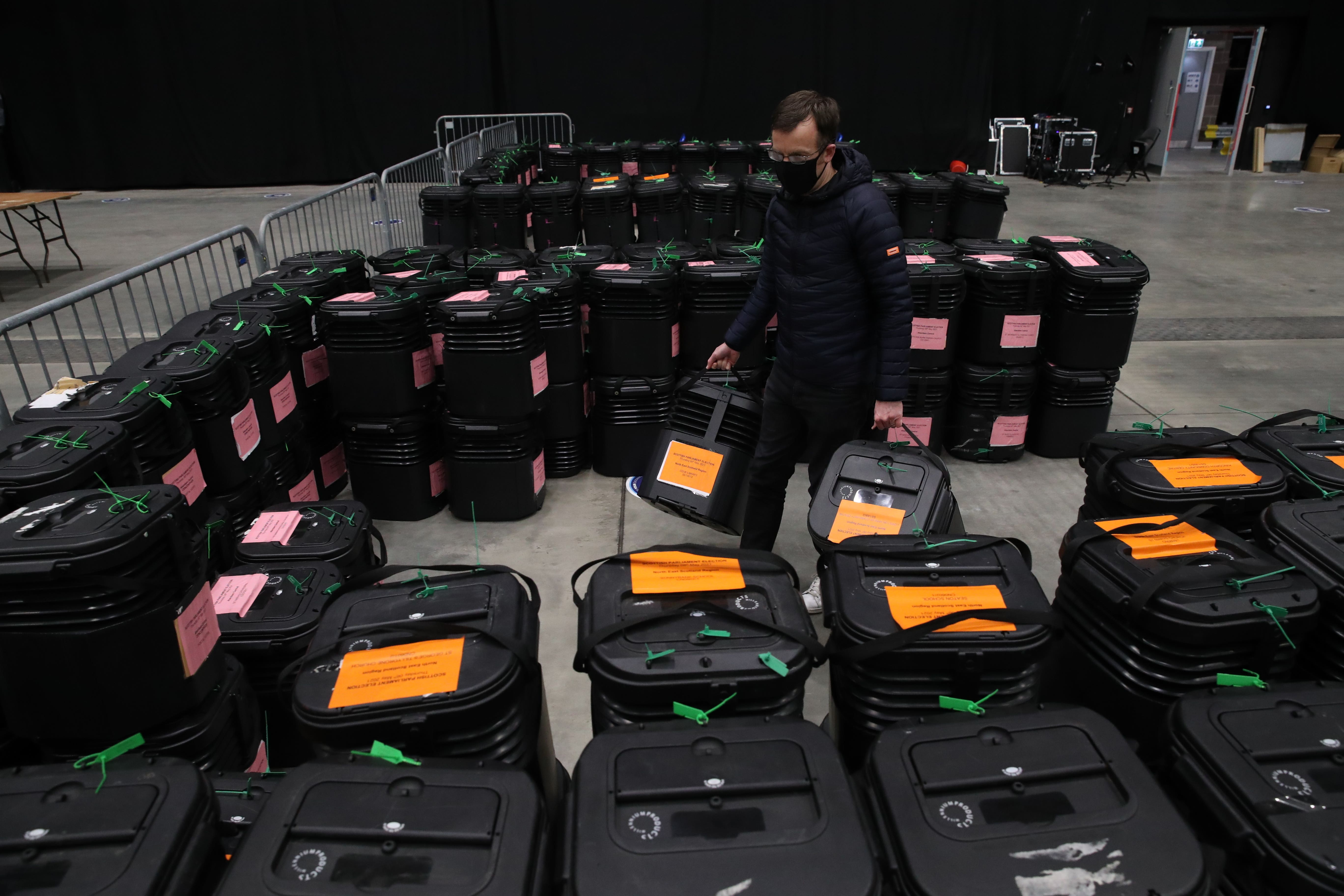 Ballot boxes in Aberdeen (Andrew Milligan/PA)