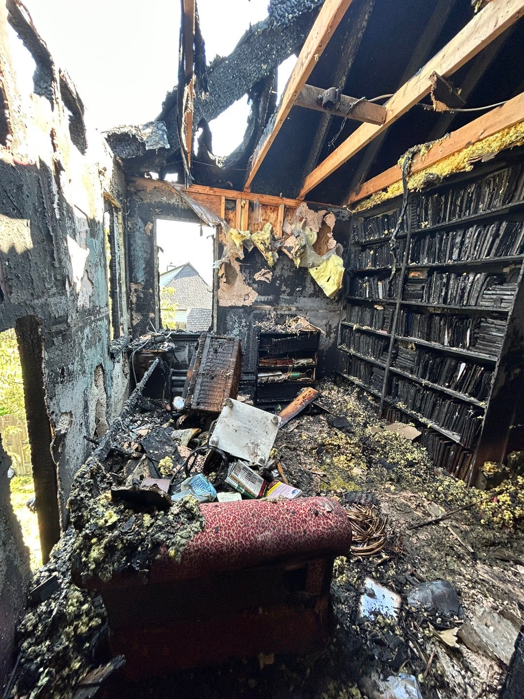 The interior of Jacob Noxon’s parents’ home after the fire