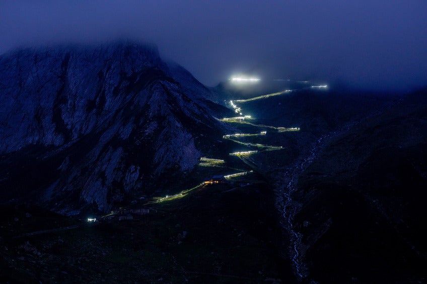 UTMB runners have to tackle the terrain after dark