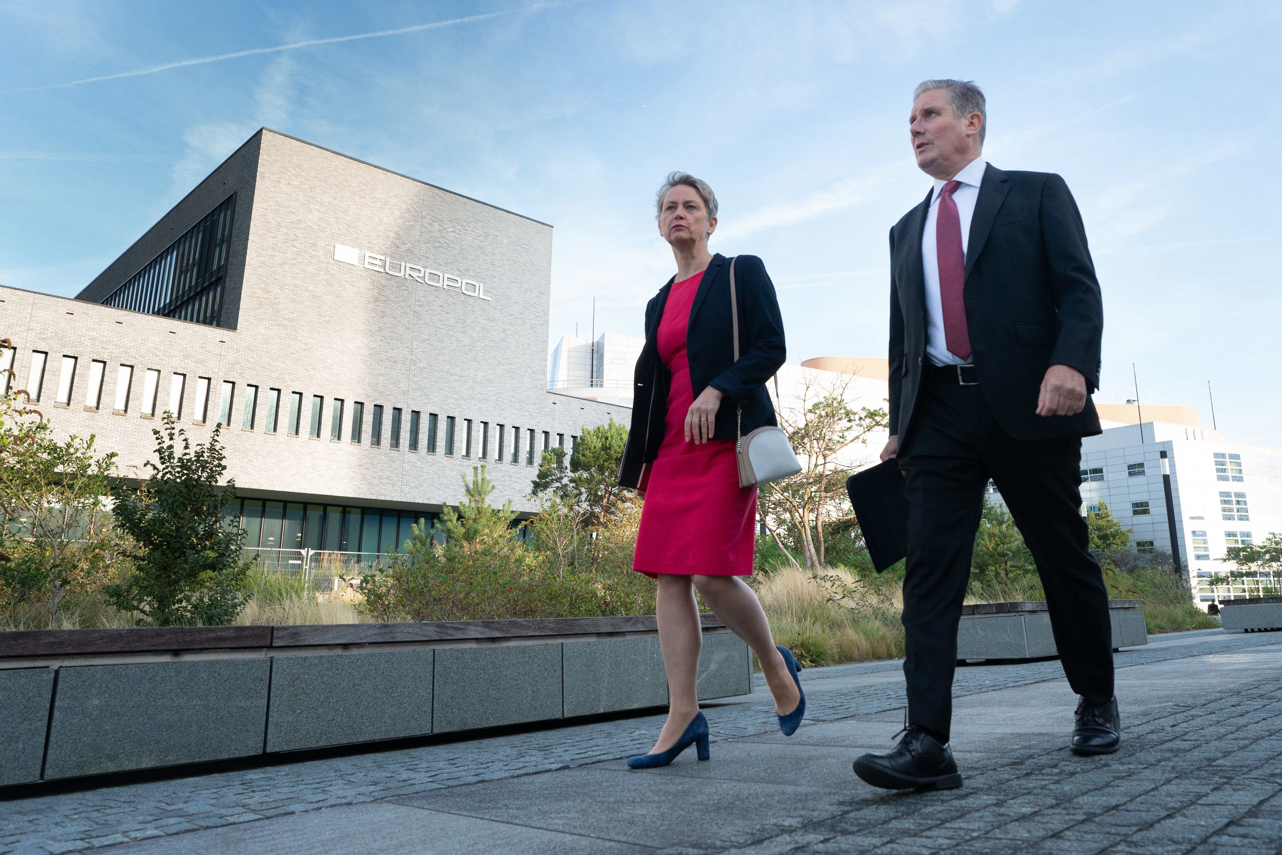 Labour leader Sir Keir Starmer and shadow home secretary Yvette Cooper visited The Hague, Netherlands, to discuss how Labour would tackle Channel crossings (Stefan Rousseau/PA)