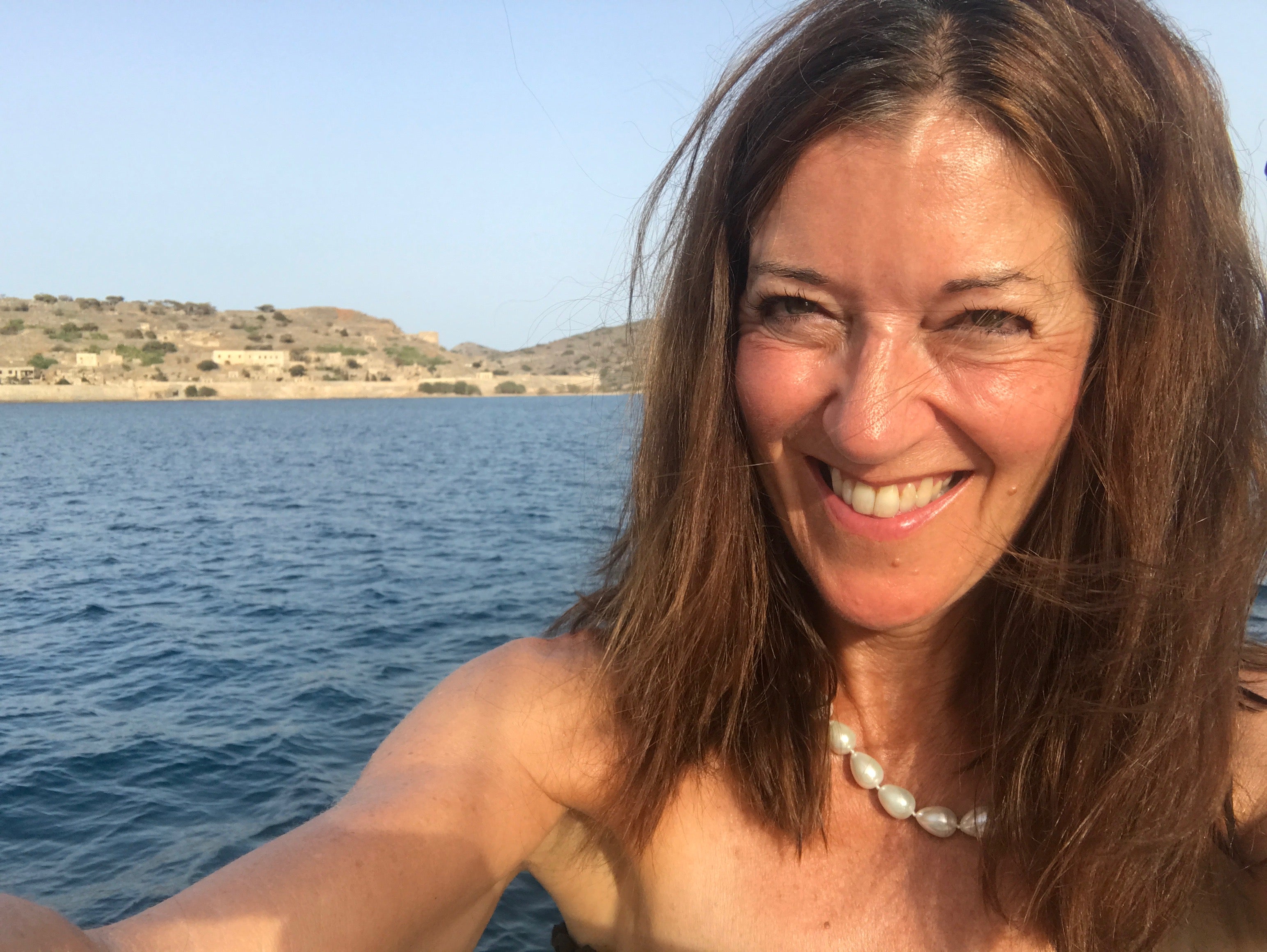 Island life: Victoria Hislop stands in front of Spinalonga in Greece