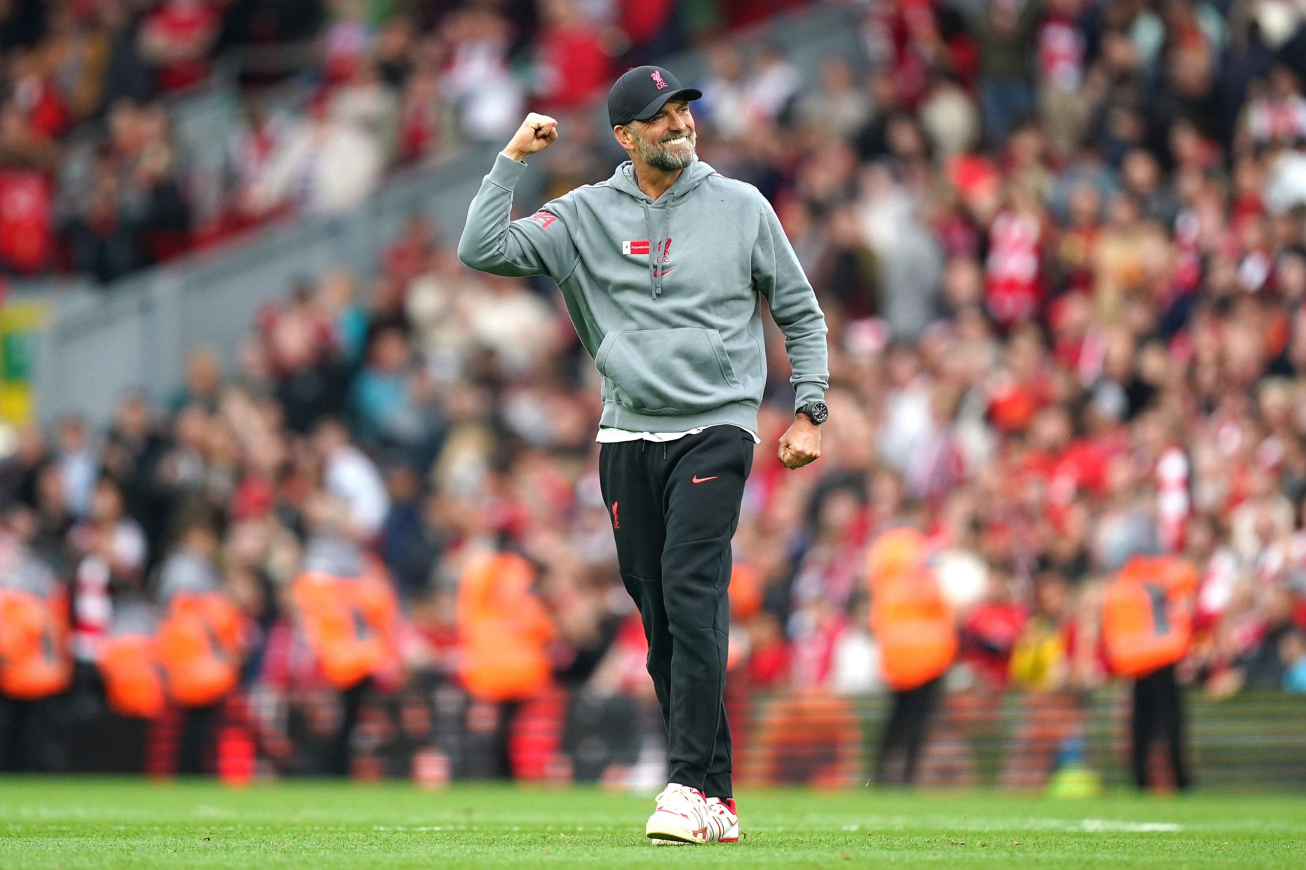 Liverpool boss Jurgen Klopp liked his new club merchandise (Mike Egerton/PA)