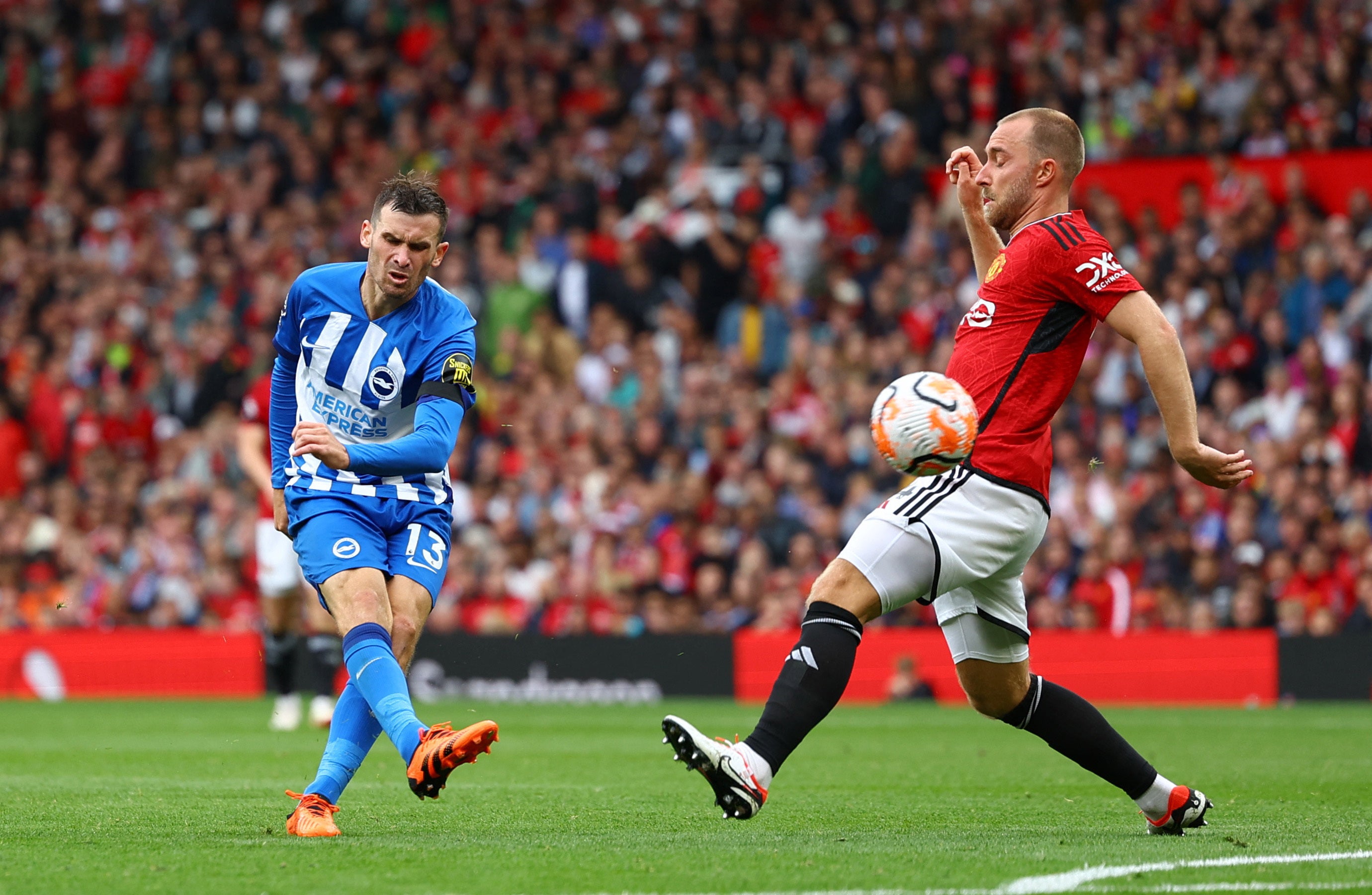 Pascal Gross scored his seventh goal against Manchester United as Brighton eased to victory