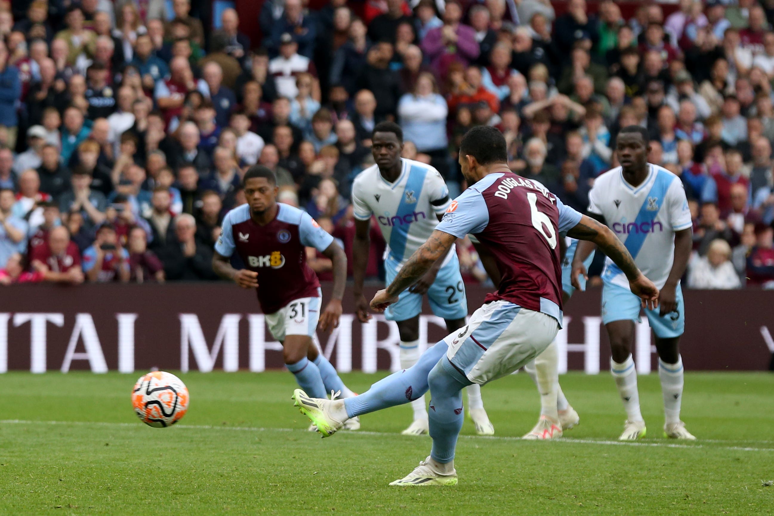 Douglas Luiz put Aston Villa ahead deep into added time (Barrington Coombs/PA)