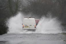 Floods caused by heavy rain in UK could pose danger to life, forecasters warn