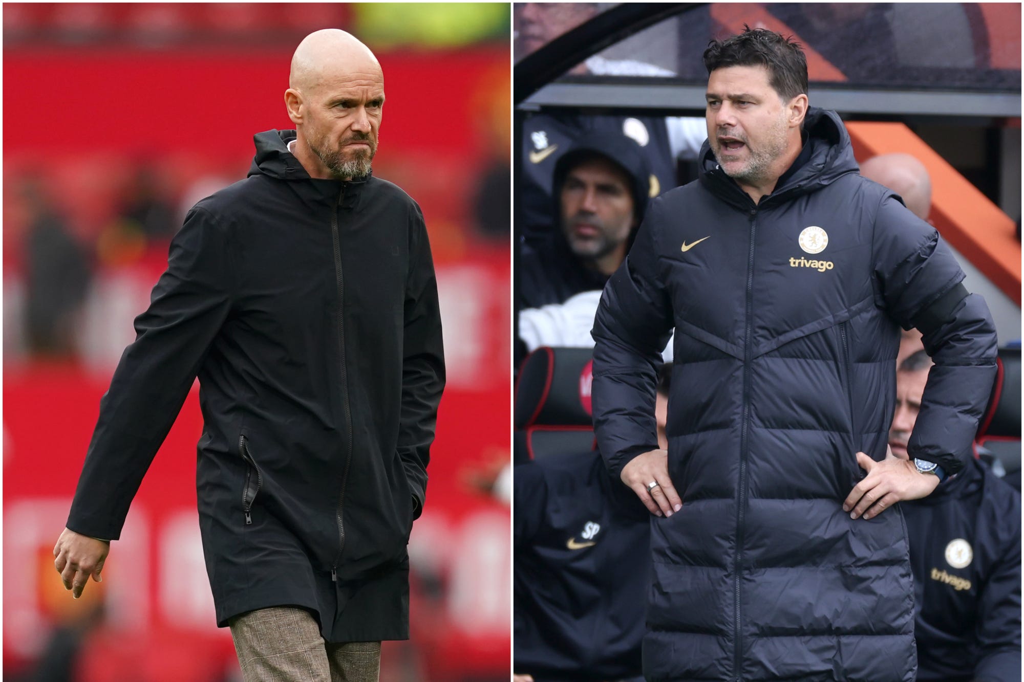 Erik ten Hag, left, and Mauricio Pochettino’s sides have struggled early this season (Martin Rickett/Steven Paston/PA)