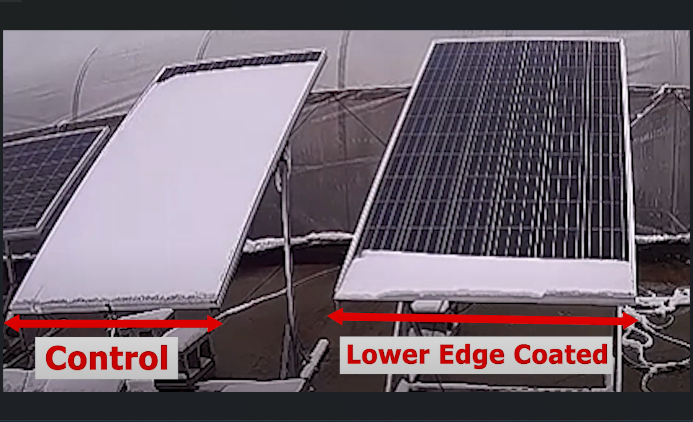 The strip on the lower edge causes built-up snow to slide off the solar panel