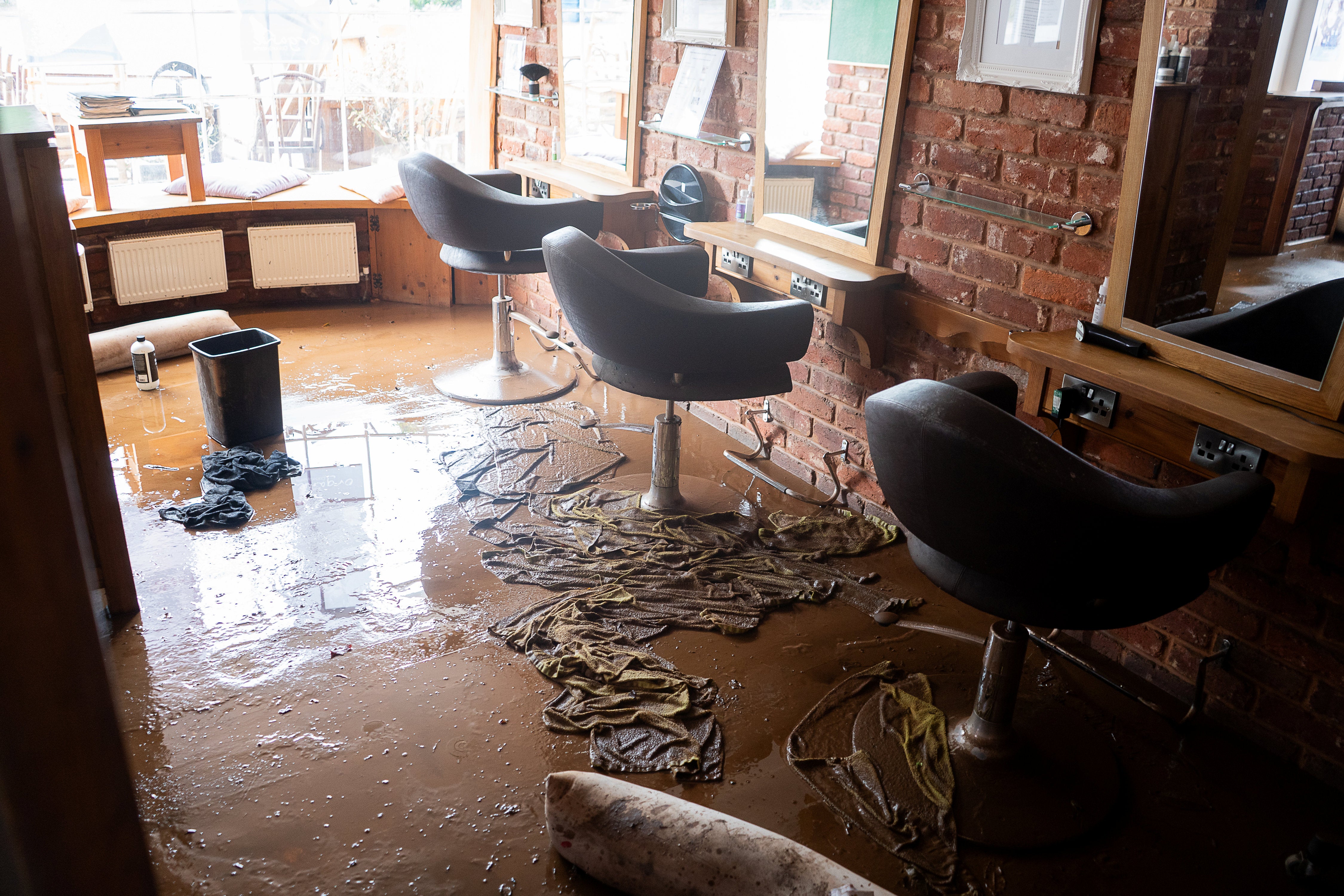 Kenton Hair Salon was left under water following the heavy downpour on Sunday which severely impacted the village